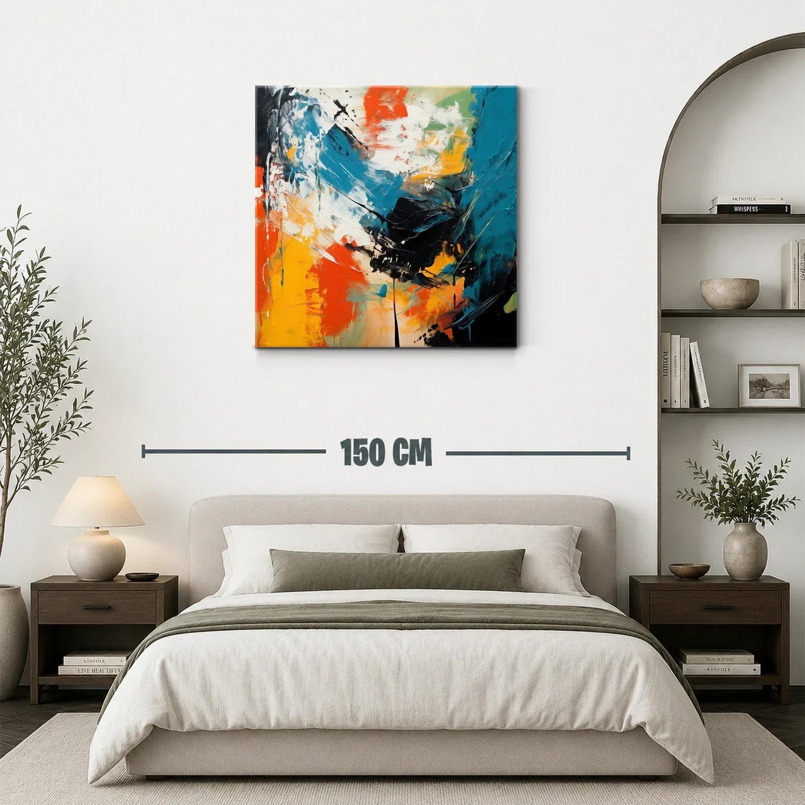 Cuadro abstracto con vibrantes tonos cálidos y fríos — miniatura 3
