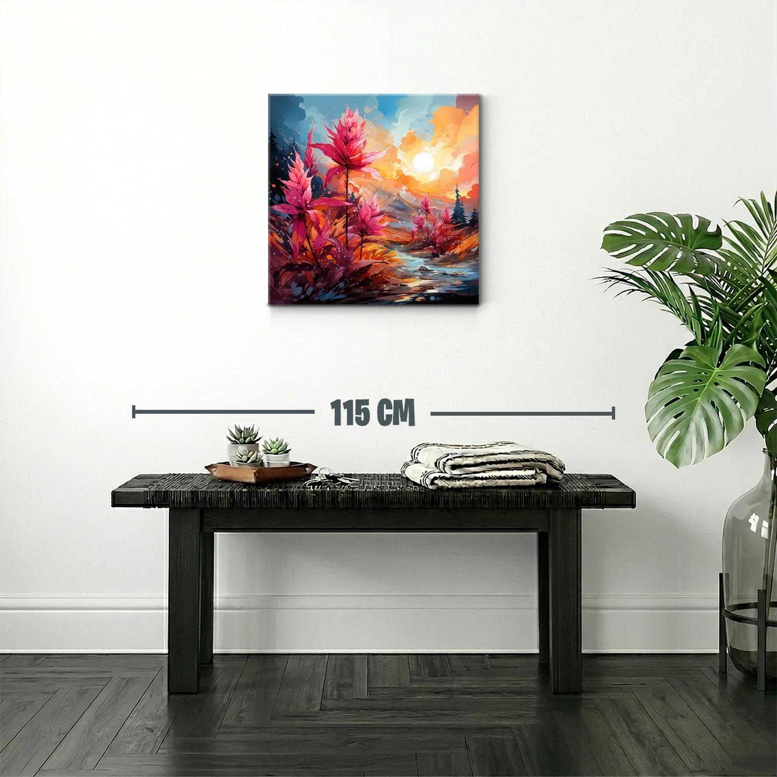 Paisaje vibrante con flores fucsias bajo el sol radiante — miniatura 2
