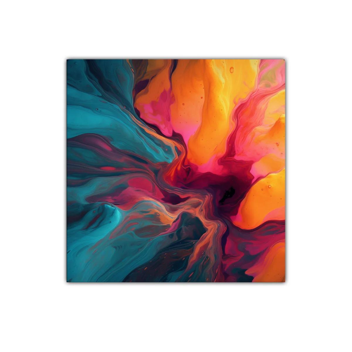 Cuadro abstracto con vibrantes tonos cálidos y fríos — imagen principal