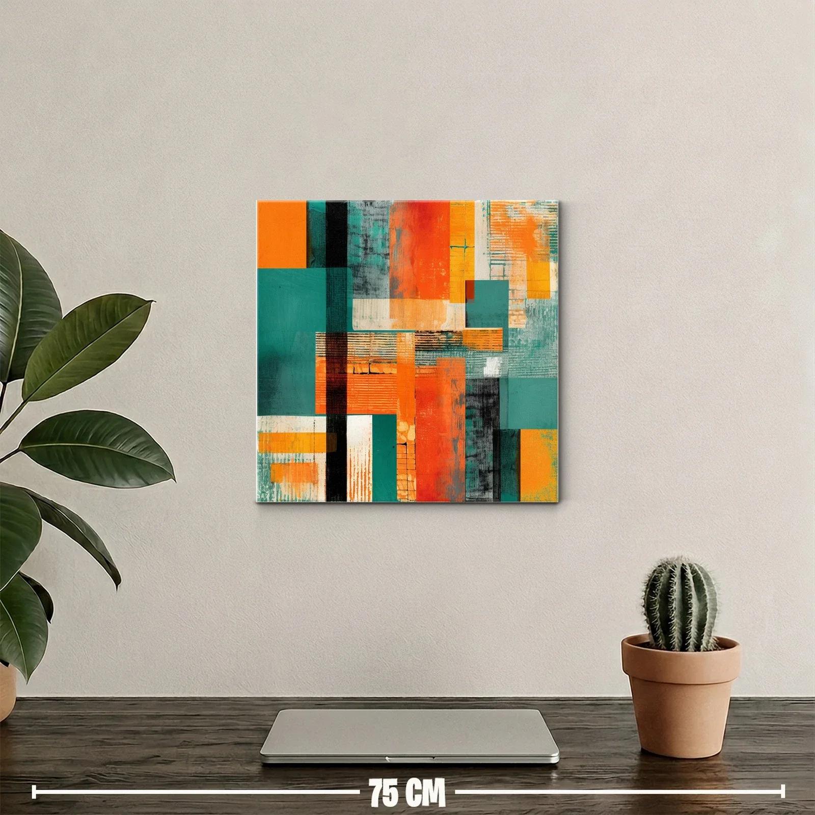 Composición abstracta con bloques en tonos cálidos y fríos — miniatura 2