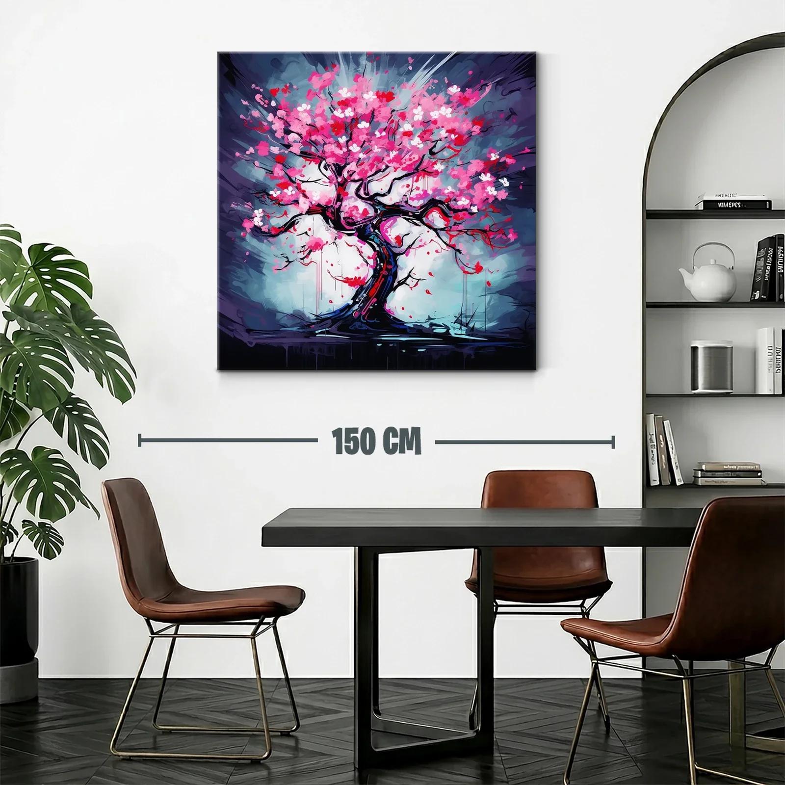 Árbol de flores vibrantes en tonos rosas y rojos — miniatura 2