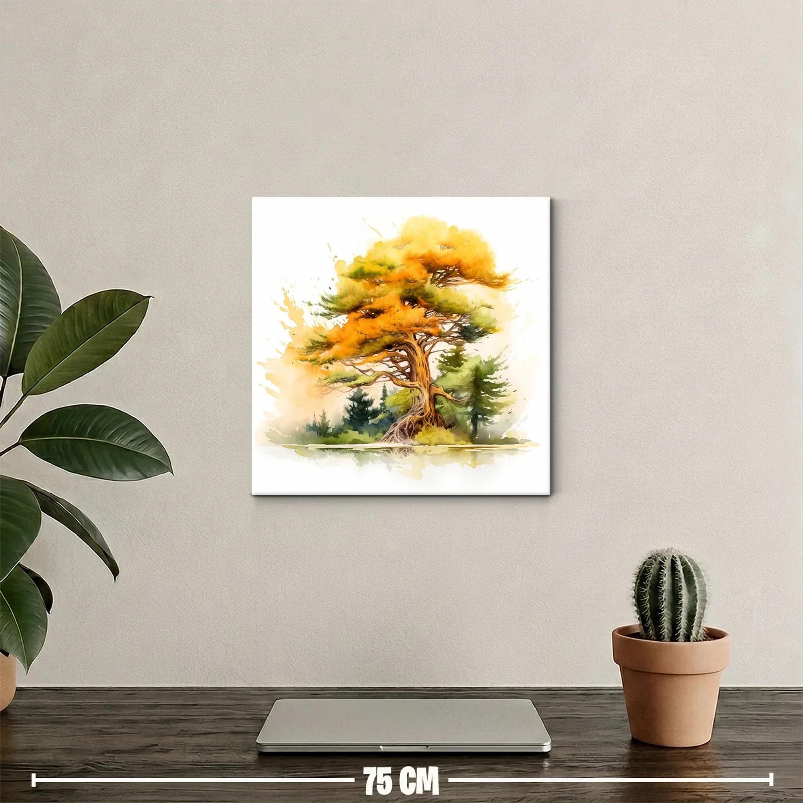 Árbol otoñal con tonos cálidos y verdes vibrantes — miniatura 2