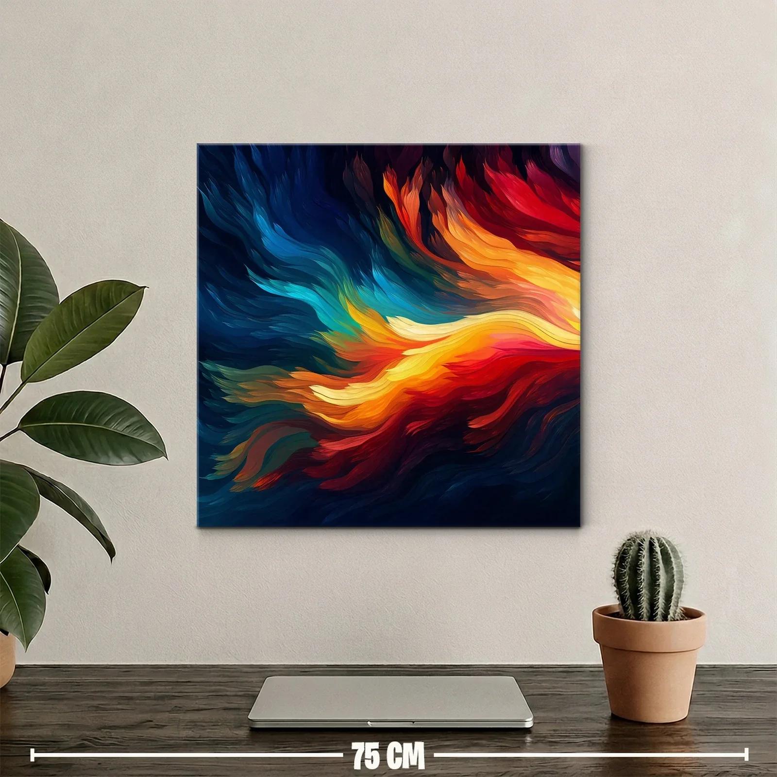 Cuadro abstracto con llamas en tonos vibrantes y dinámicos — miniatura 2