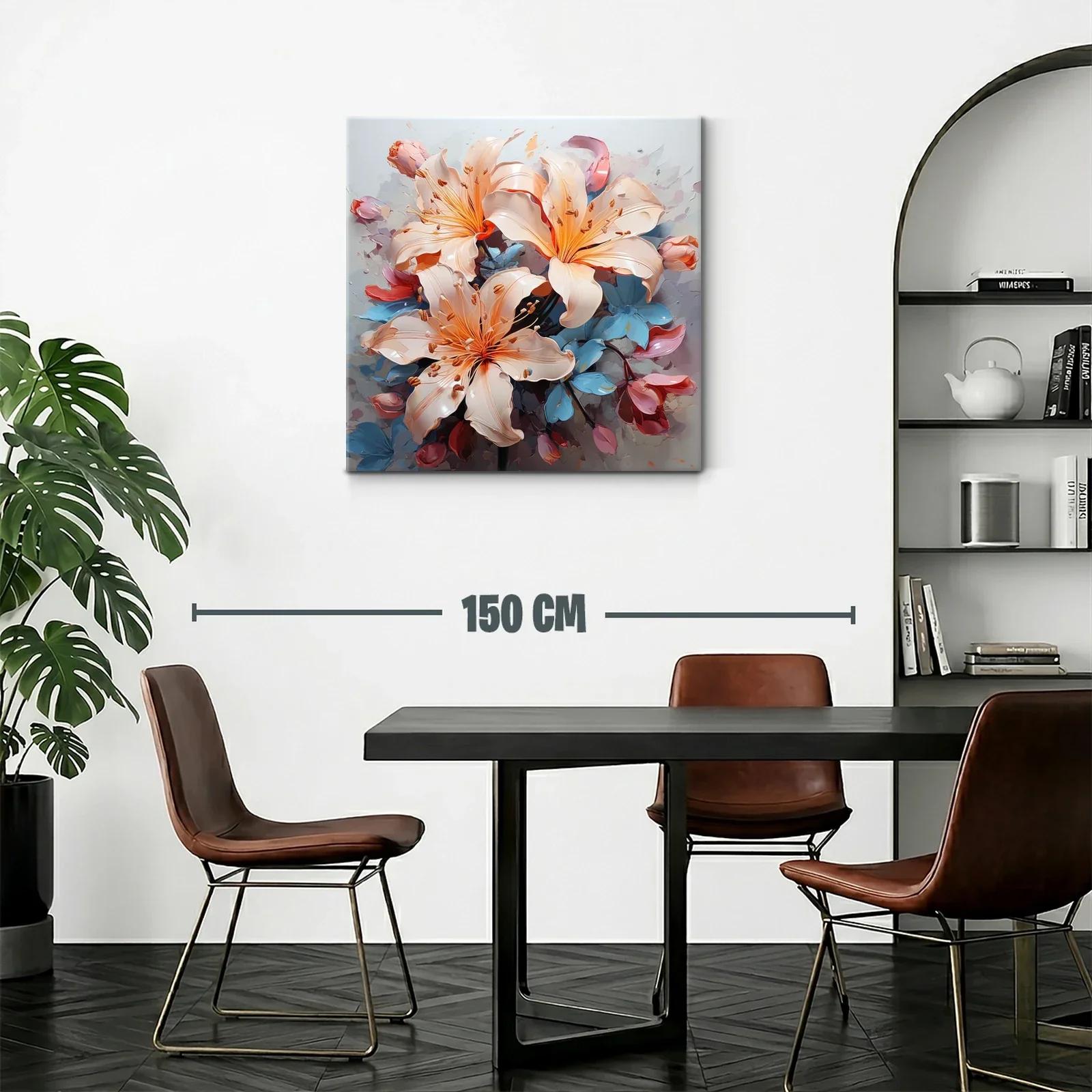 Cuadro floral elegante con lirios en tonos suaves y vibrantes — miniatura 2