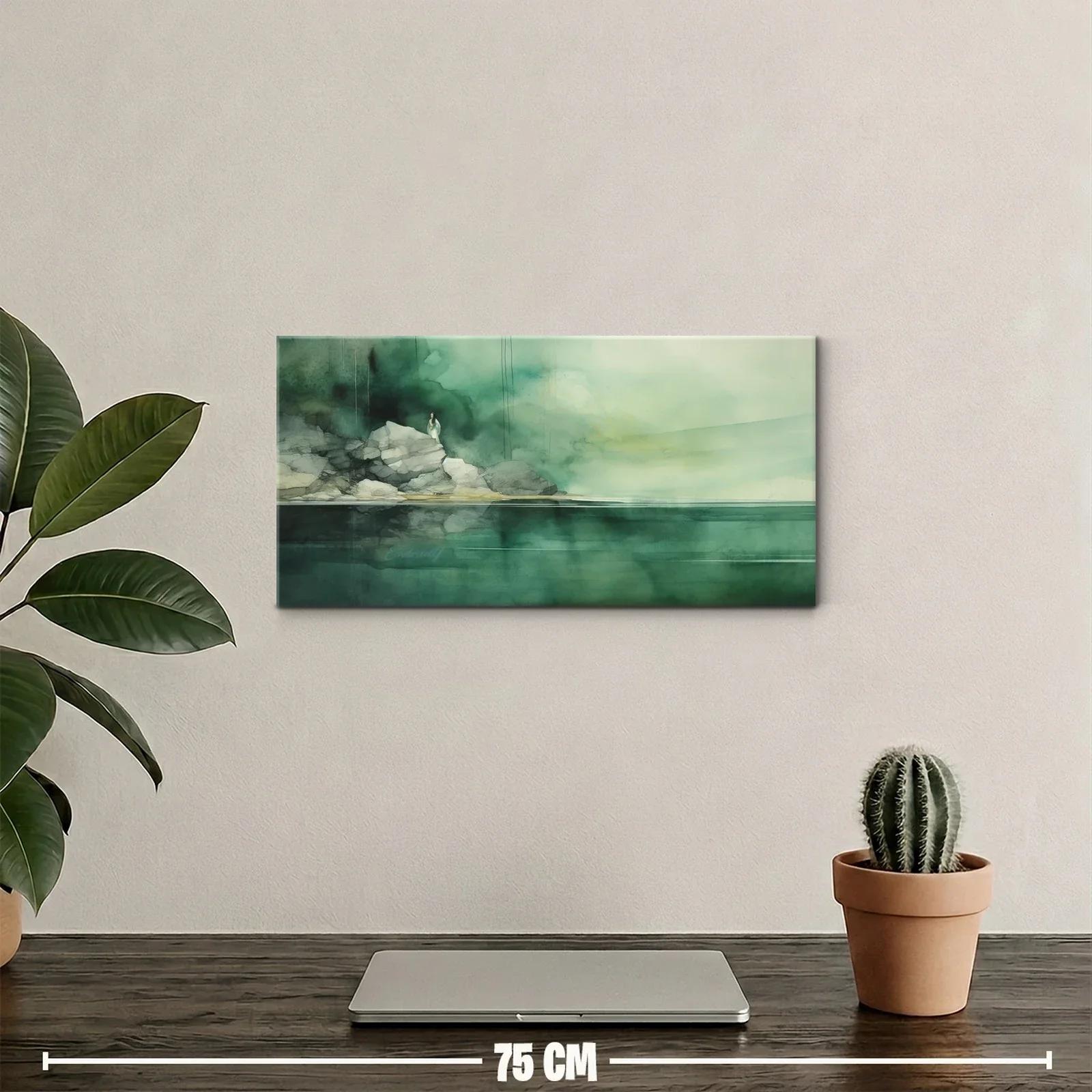 Cuadro paisaje marino con nubes y costa rocosa — miniatura 2