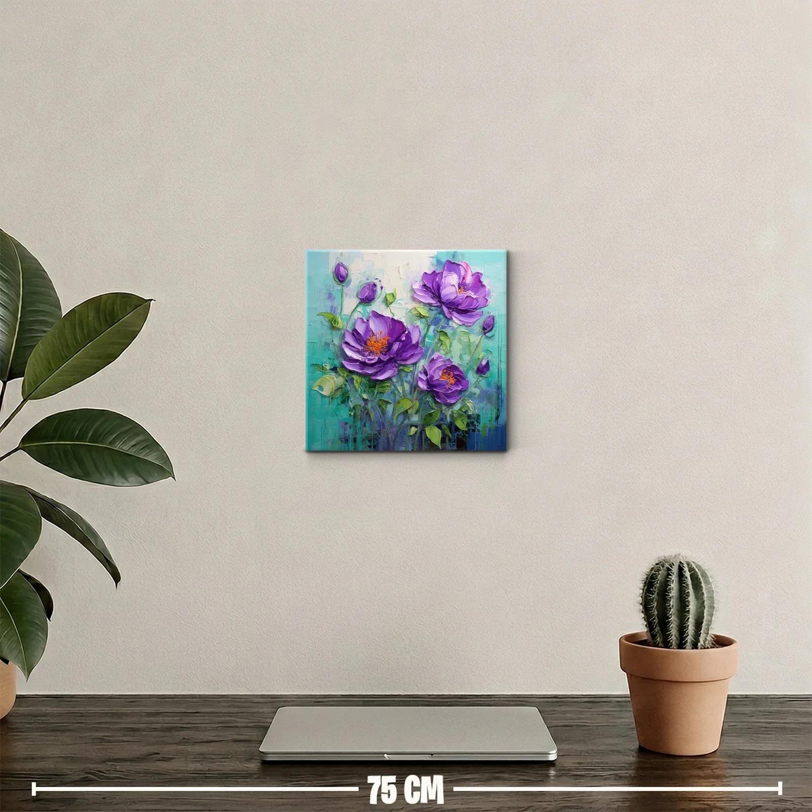 Flores moradas vibrantes en fondo turquesa — miniatura 2