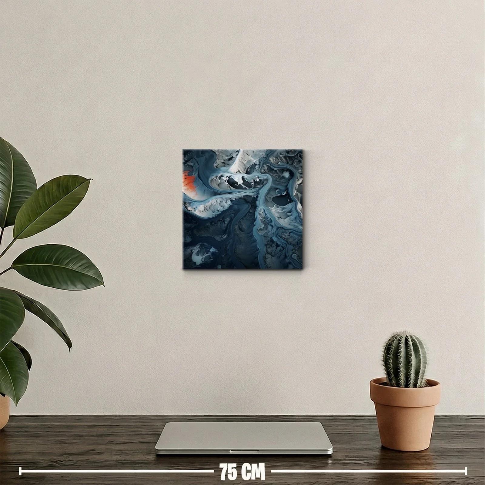 Composición abstracta en tonos azules y grises con acento rojo — miniatura 2