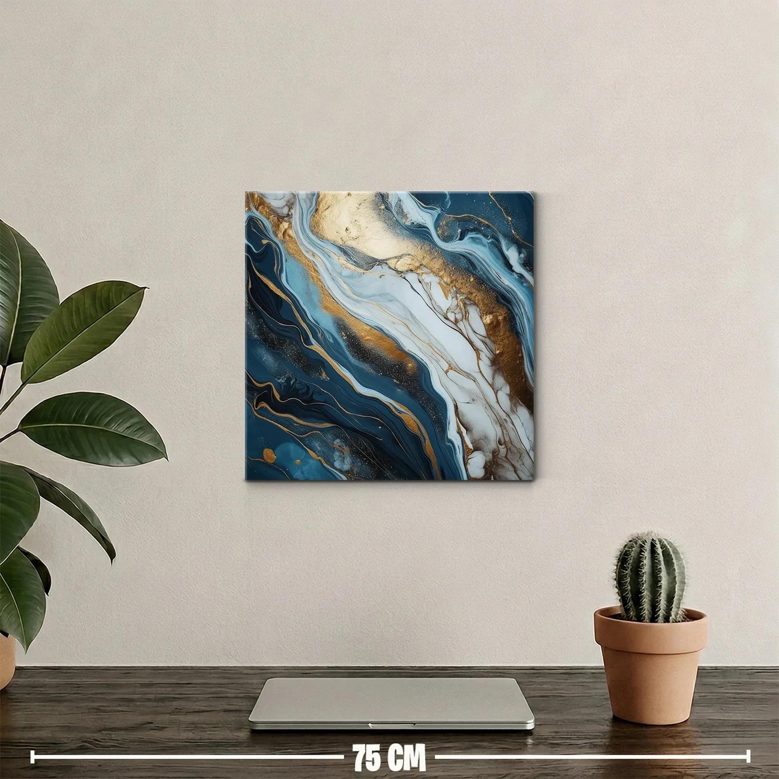 Abstracto moderno con vetas doradas y tonos azul profundo — miniatura 2