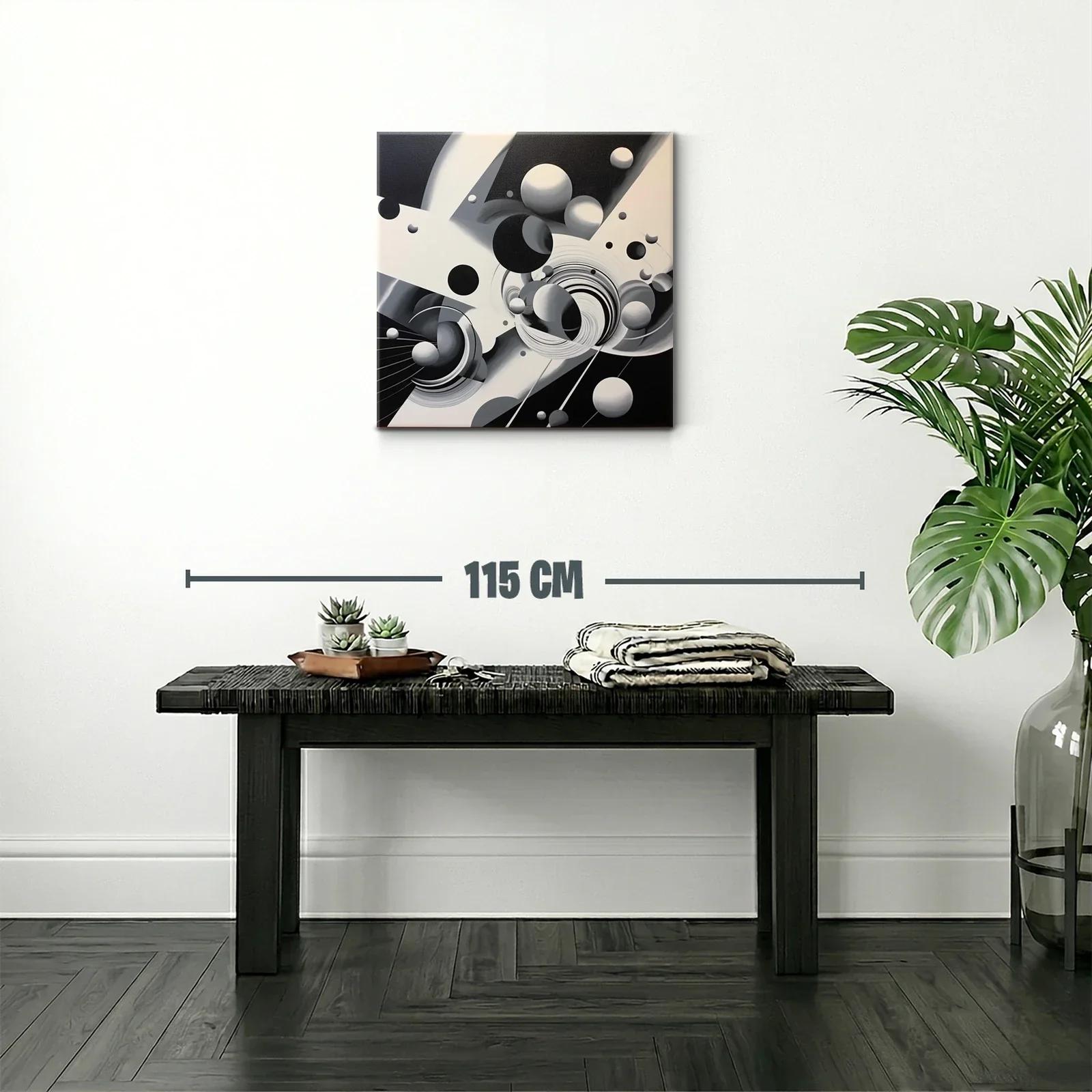 Composición abstracta en blanco negro con esferas dinámicas — miniatura 2