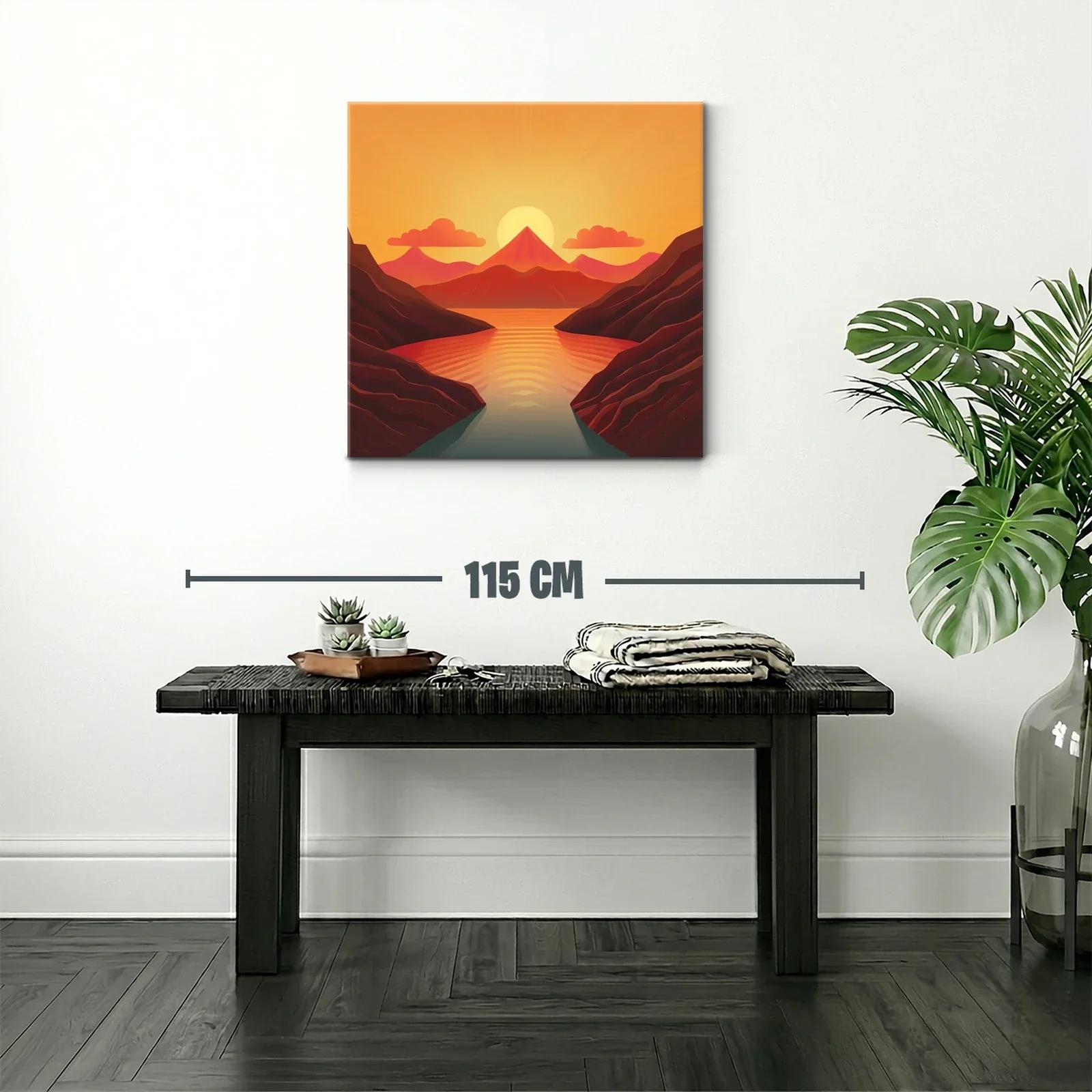 Paisaje cálido con montaña y lago al atardecer — miniatura 2