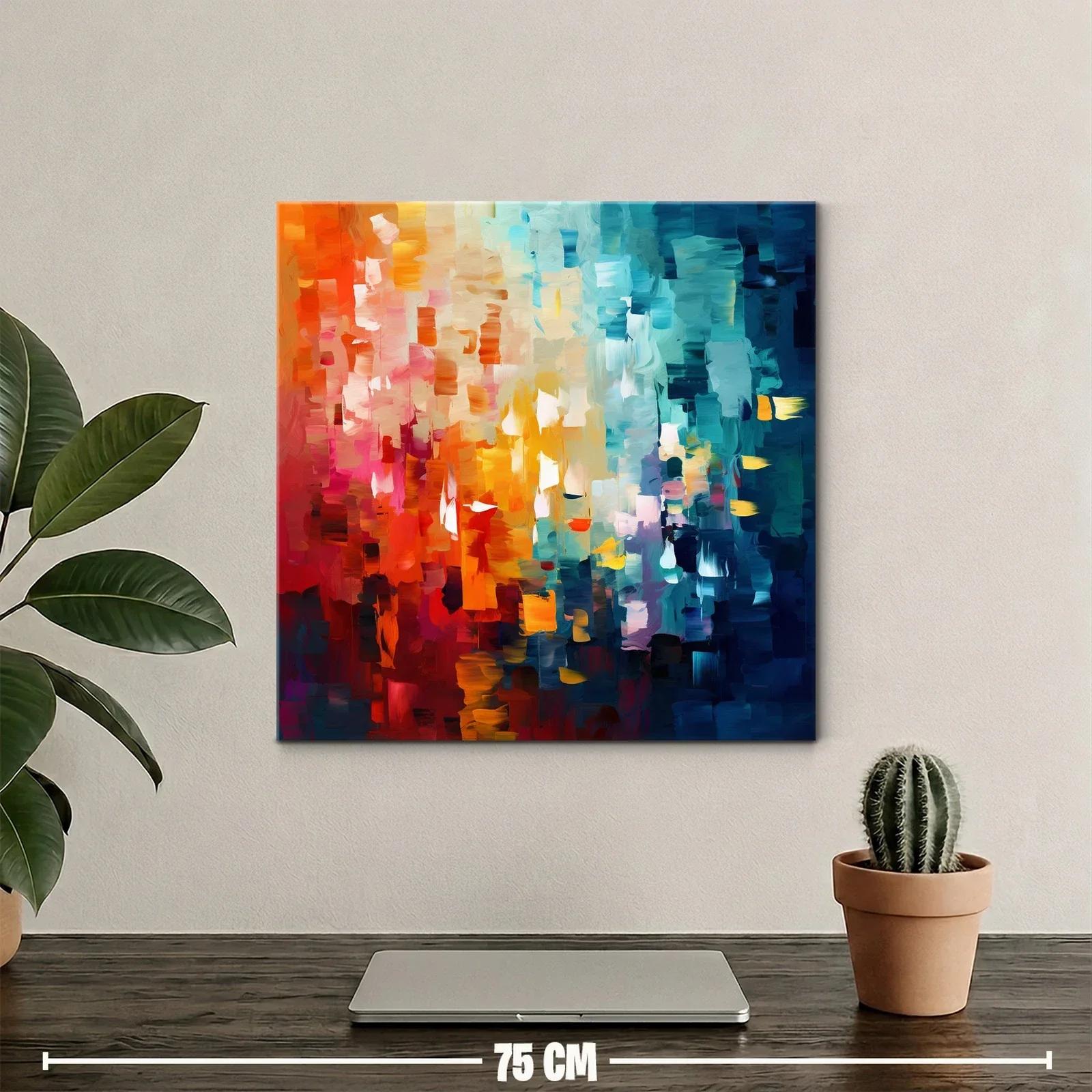 Cuadro abstracto con vibrantes tonos cálidos y fríos — miniatura 2