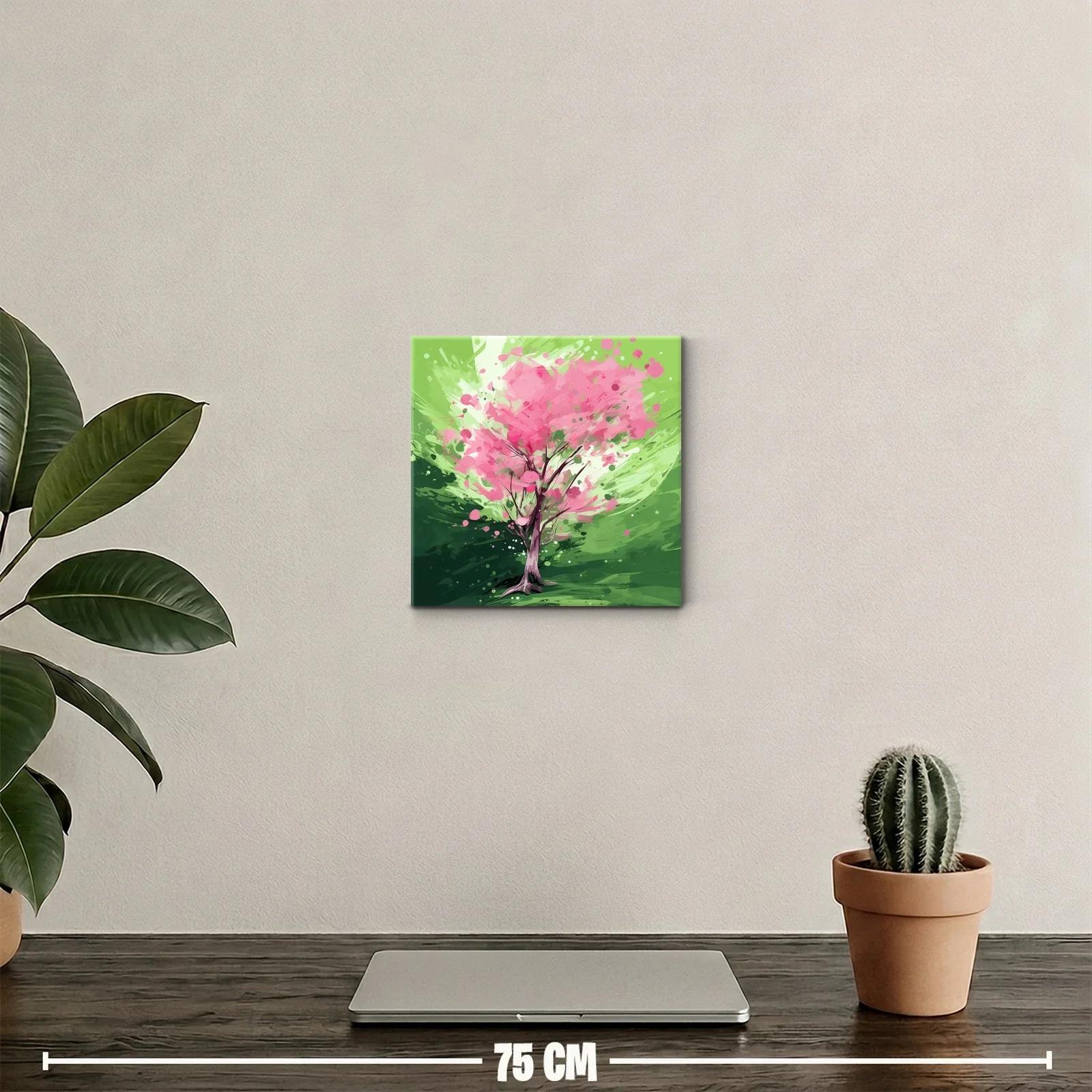 Árbol en flor con vibrantes tonos verdes y rosas — miniatura 2