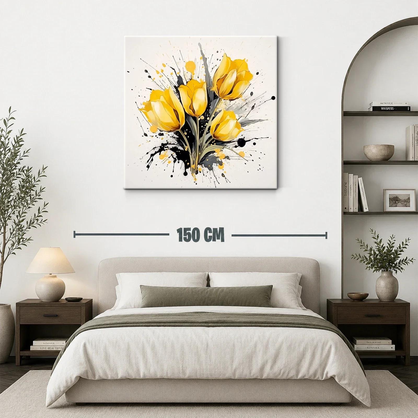 Ramillete de tulipanes amarillos con fondo artístico dinámico — miniatura 3