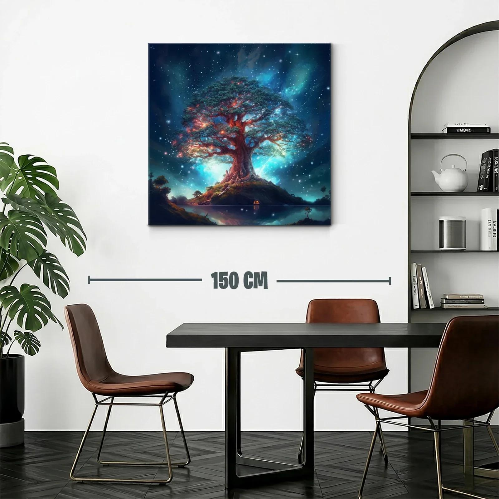 Árbol mágico iluminado bajo un cielo estrellado de fantasía — miniatura 2
