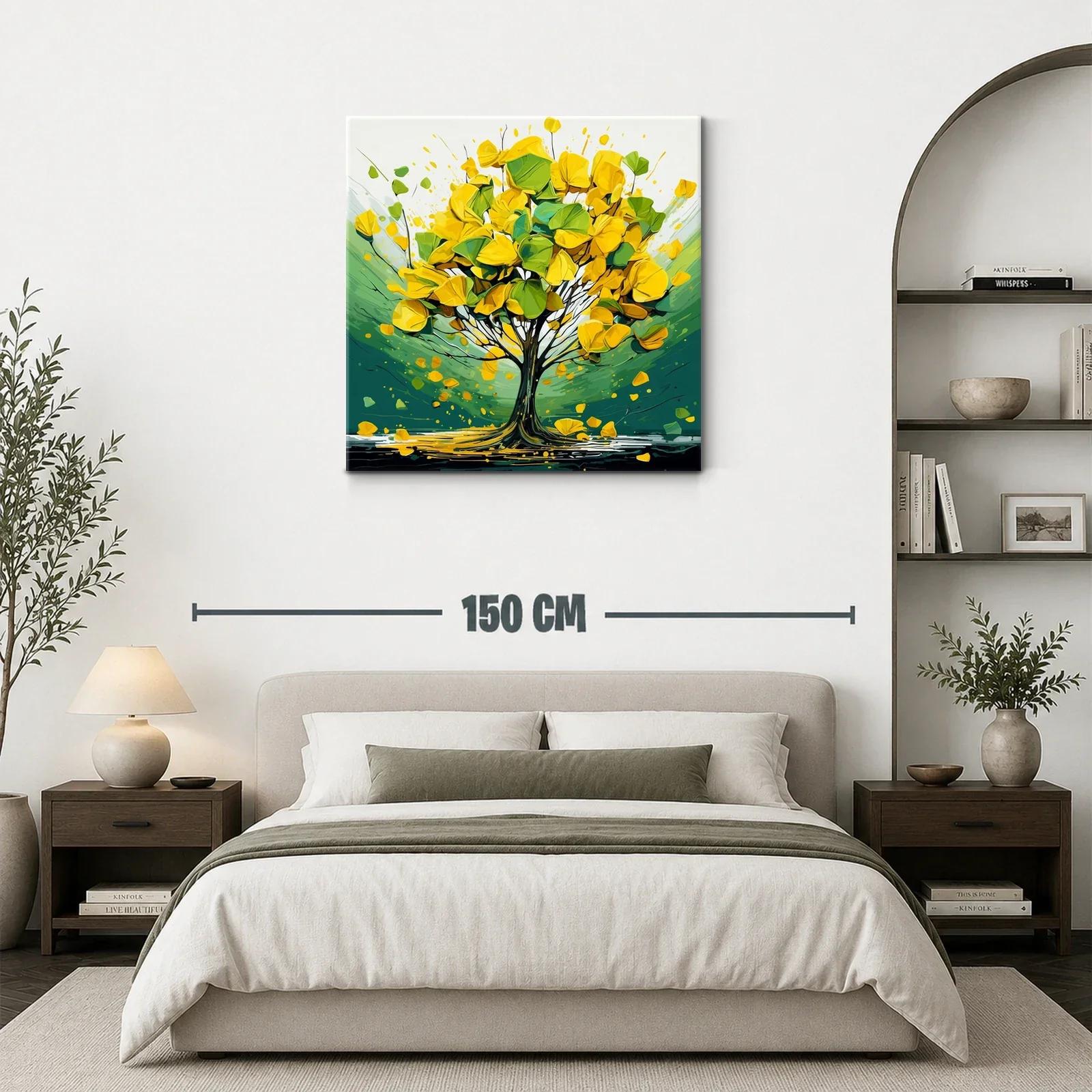 Árbol vibrante de tonos verdes y amarillos dinámicos — miniatura 3