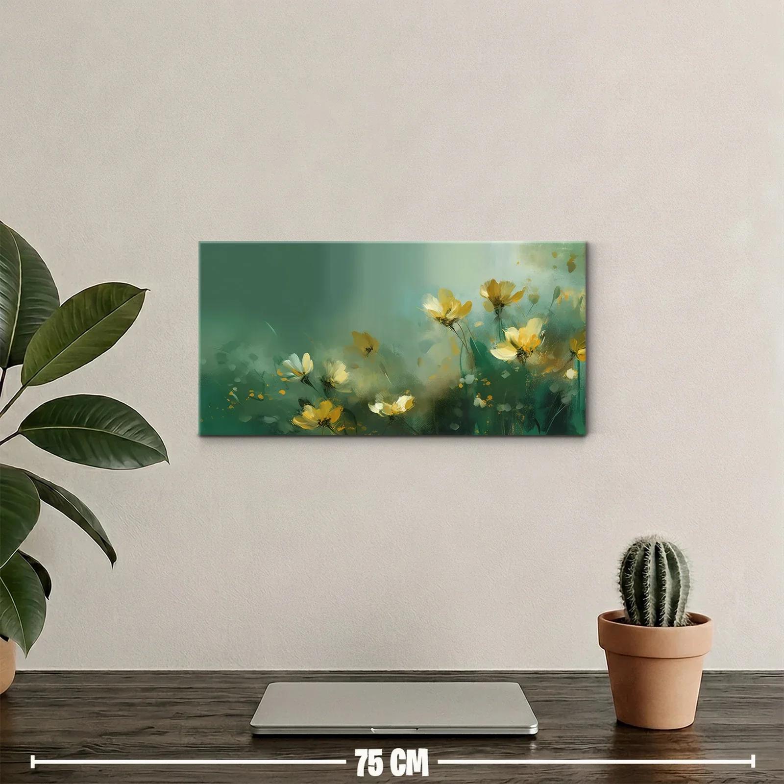 Cuadro flores amarillas silvestres con mariposa — miniatura 2