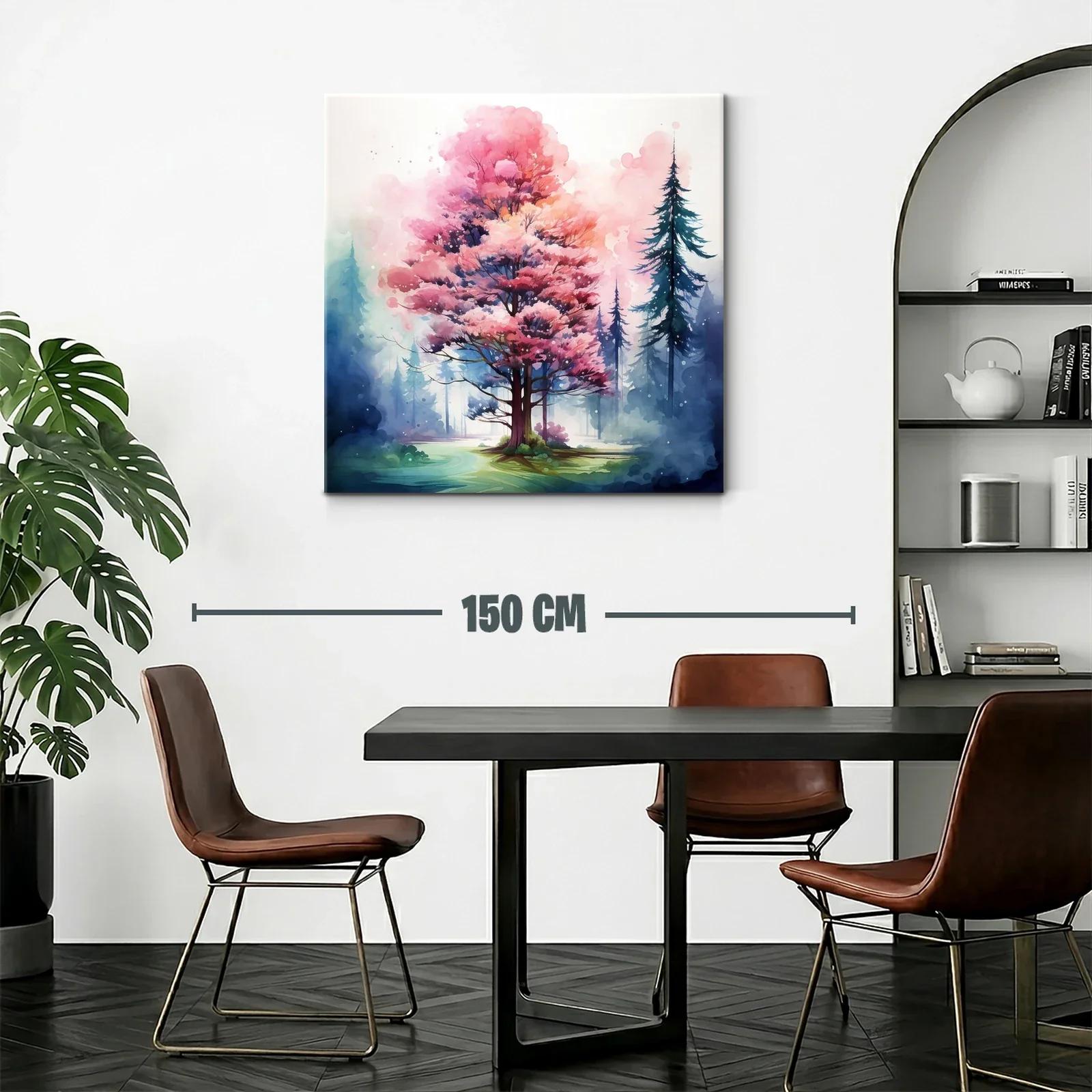 Árbol rosa en bosque mágico con tonos suaves y vibrantes — miniatura 2