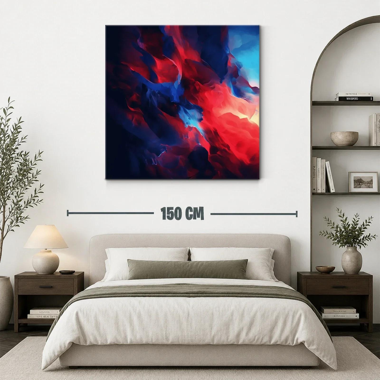 Cuadro abstracto con enérgicos tonos rojos y azules intensos — miniatura 3