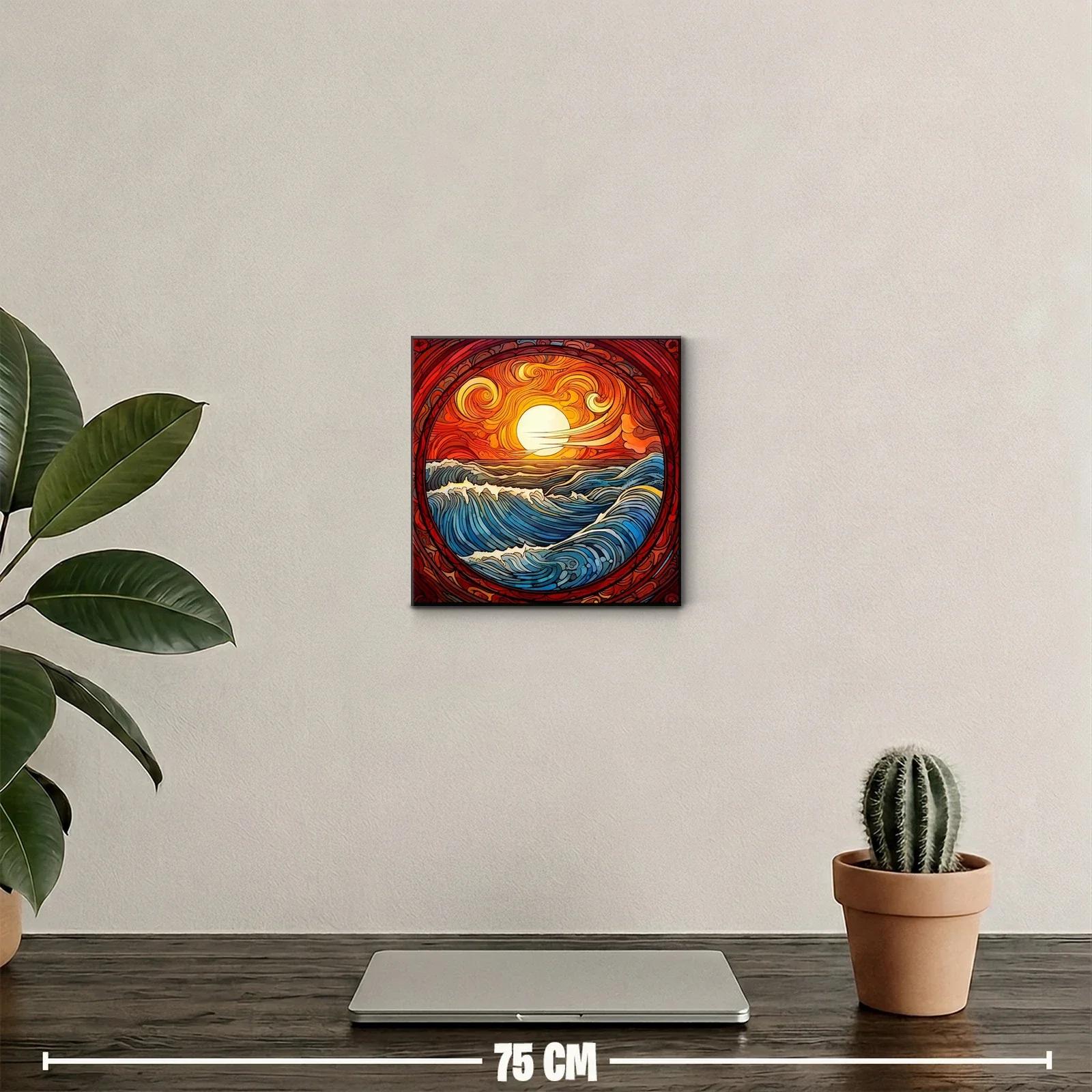 Paisaje vibrante de mar y sol en tonos cálidos y azules — miniatura 2