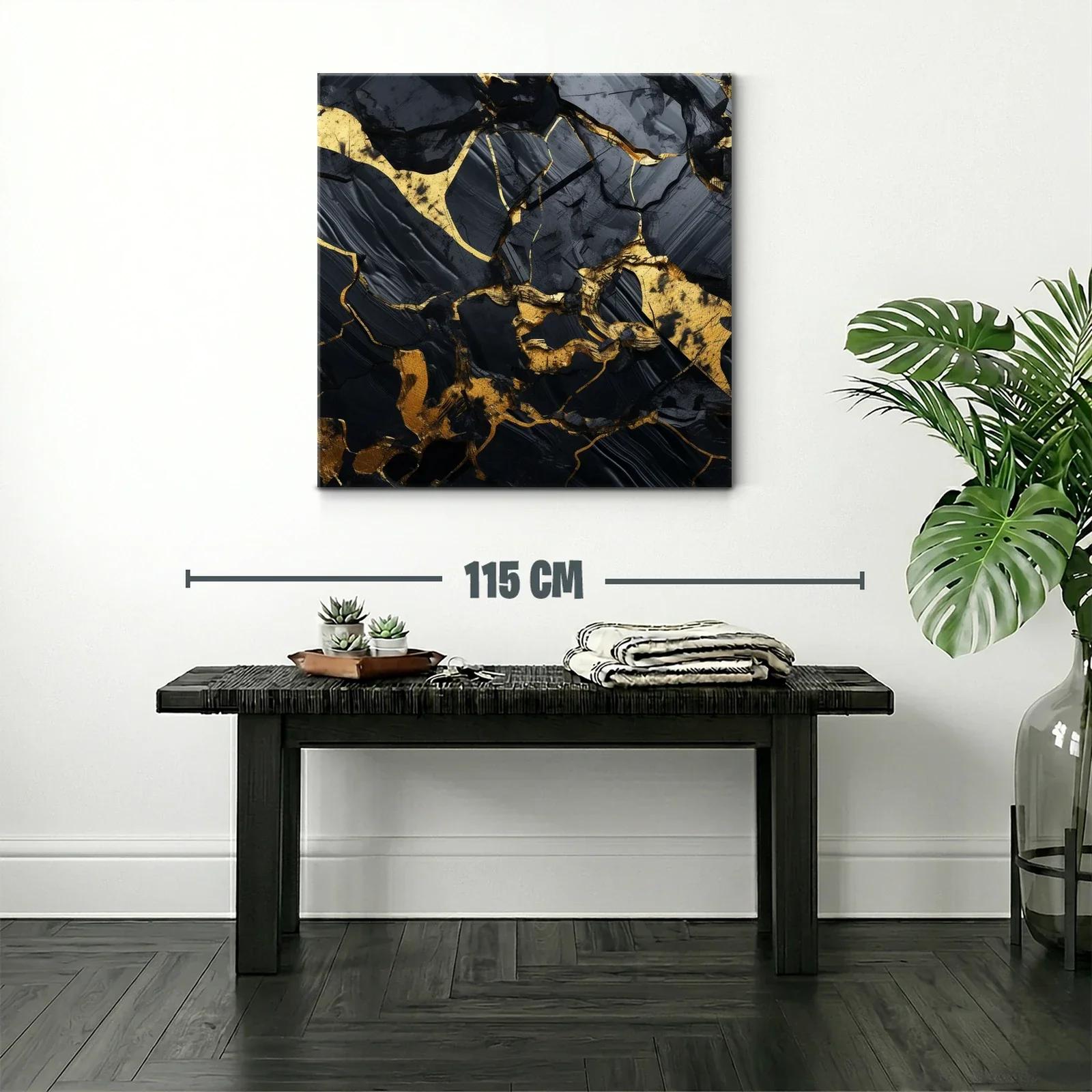 Arte abstracto con detalles en dorado y negros intensos — miniatura 2