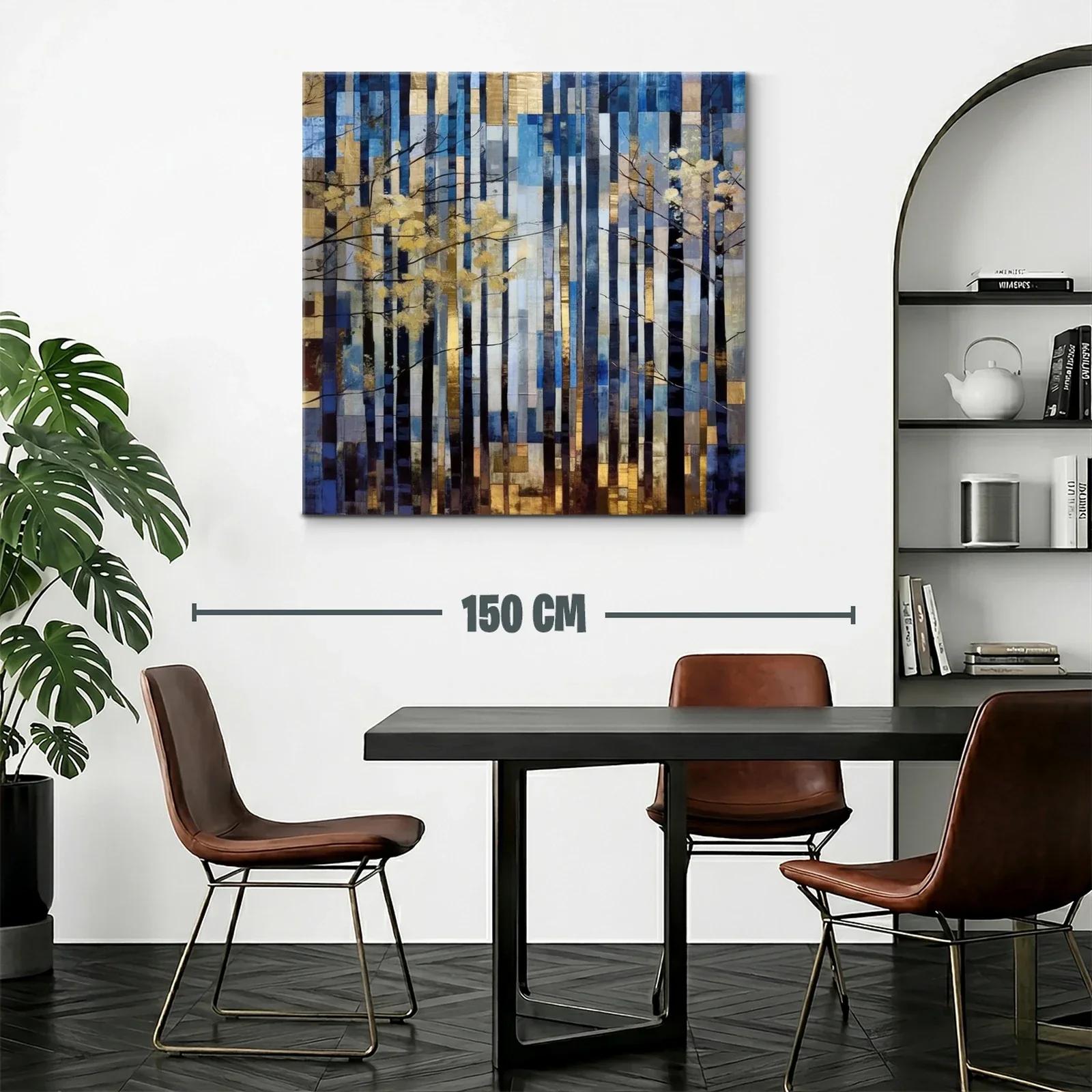 Bosque abstracto con tonos dorados y azules en líneas verticales — miniatura 2