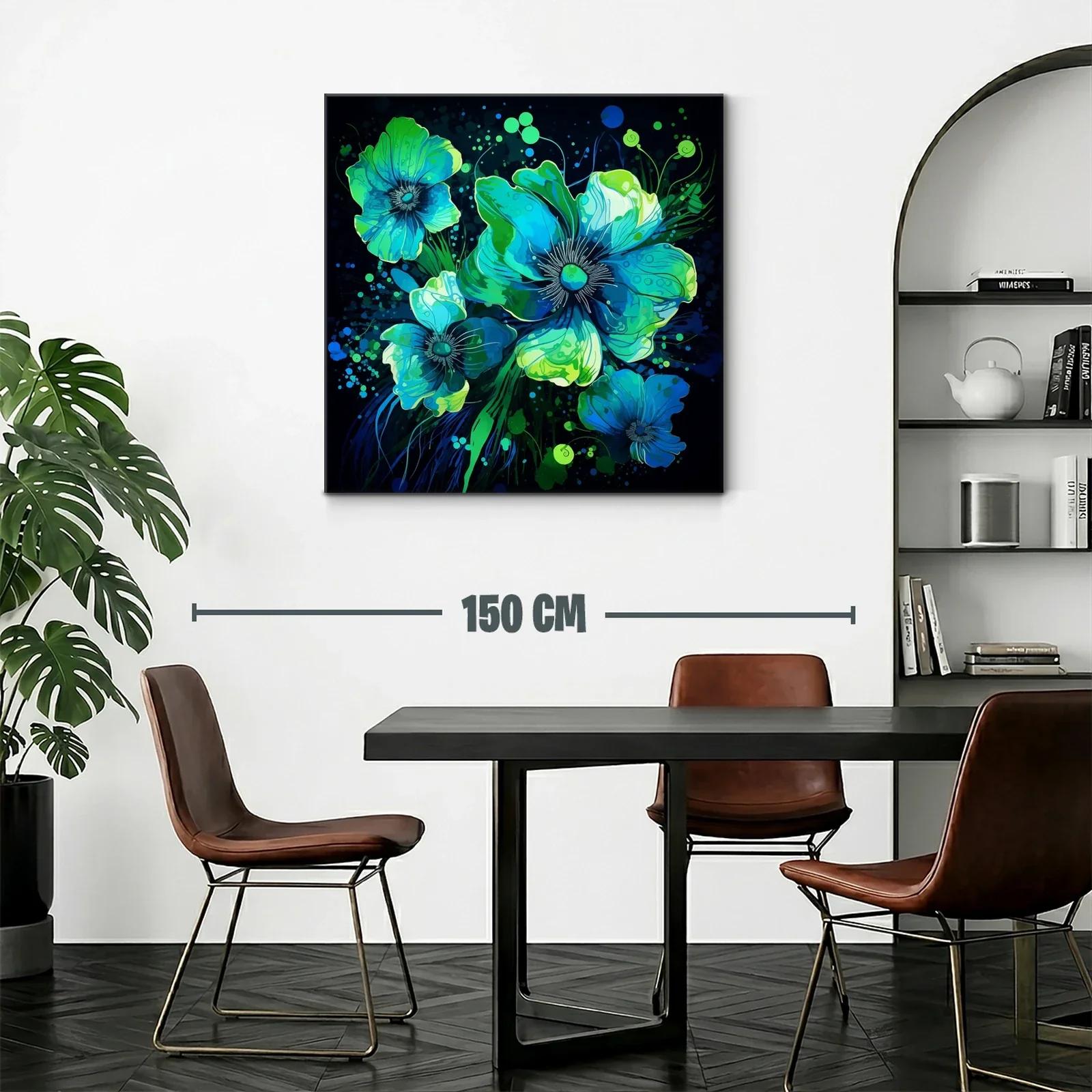 Flores vibrantes en tonos azules y verdes intensos — miniatura 2