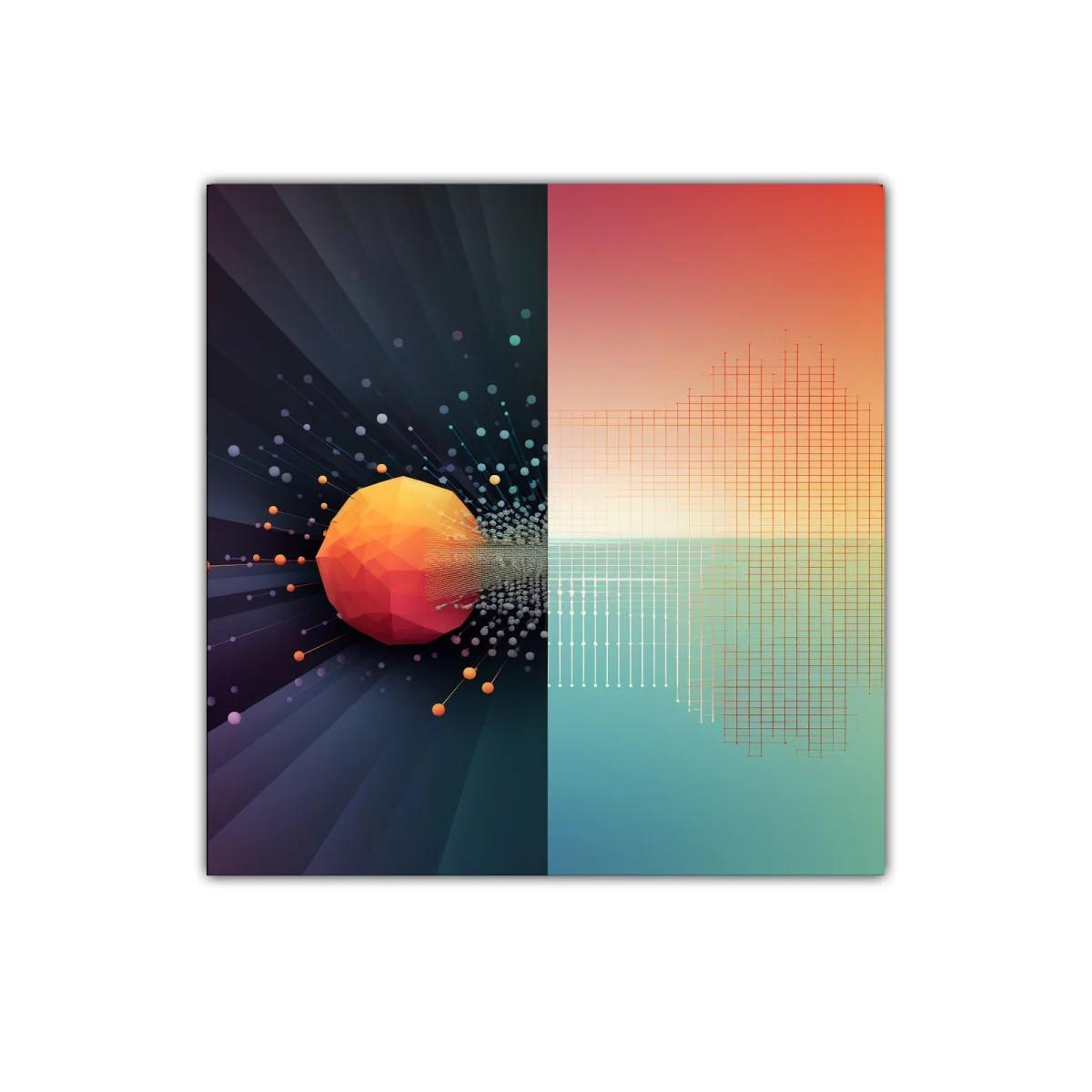 Composición abstracta con esfera y red geométrica vibrante — miniatura 1