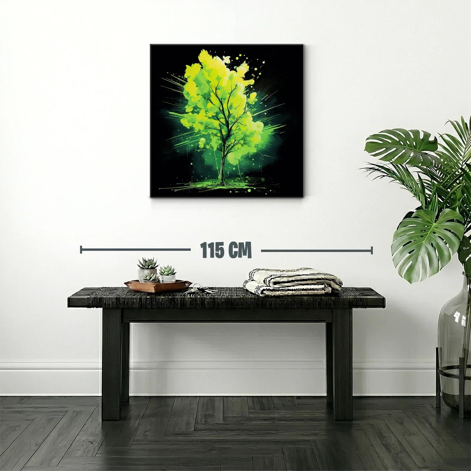 Cuadro vibrante de árbol con tonos verdes y negros — miniatura 2