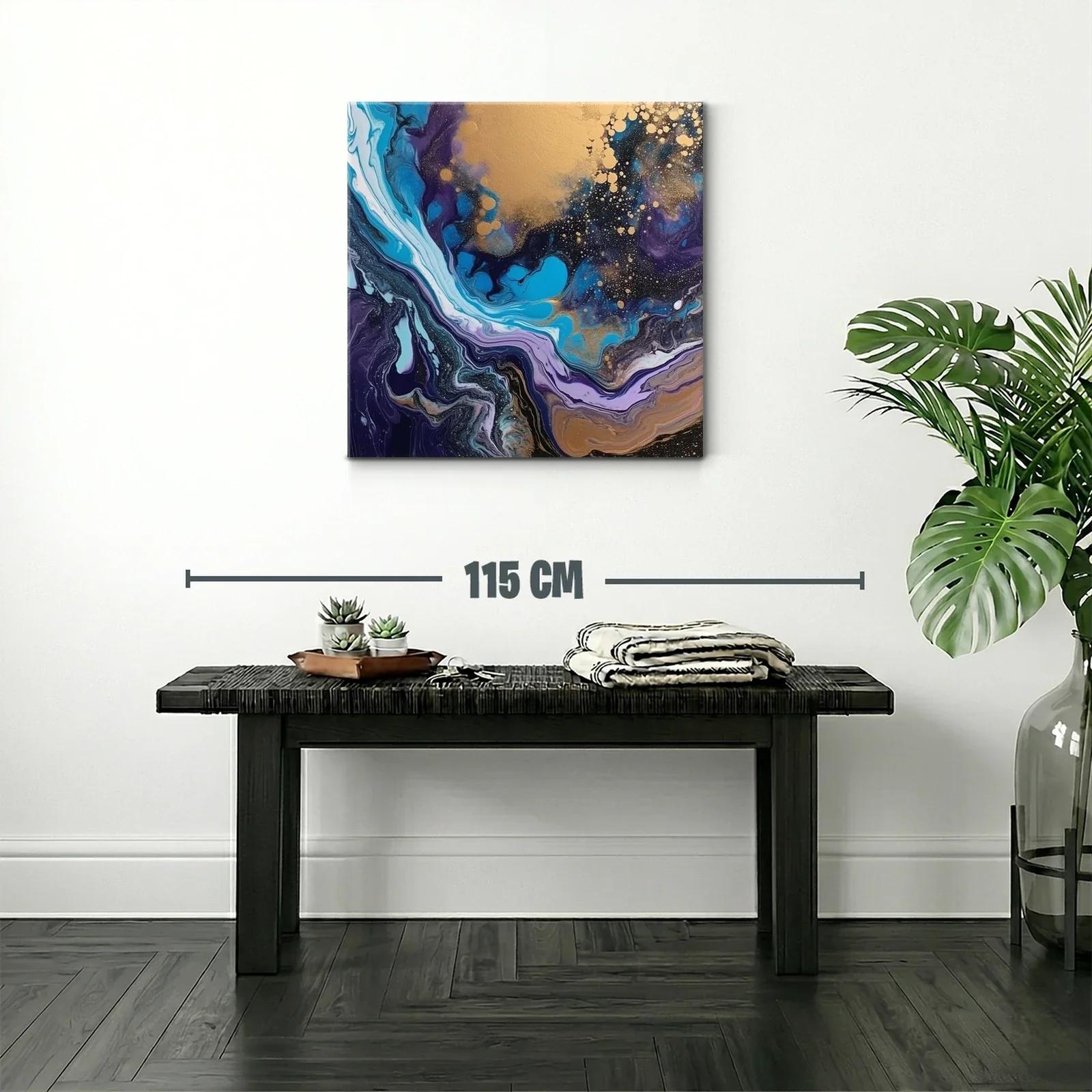 Composición abstracta en tonos azulados y dorados vibrantes — miniatura 2