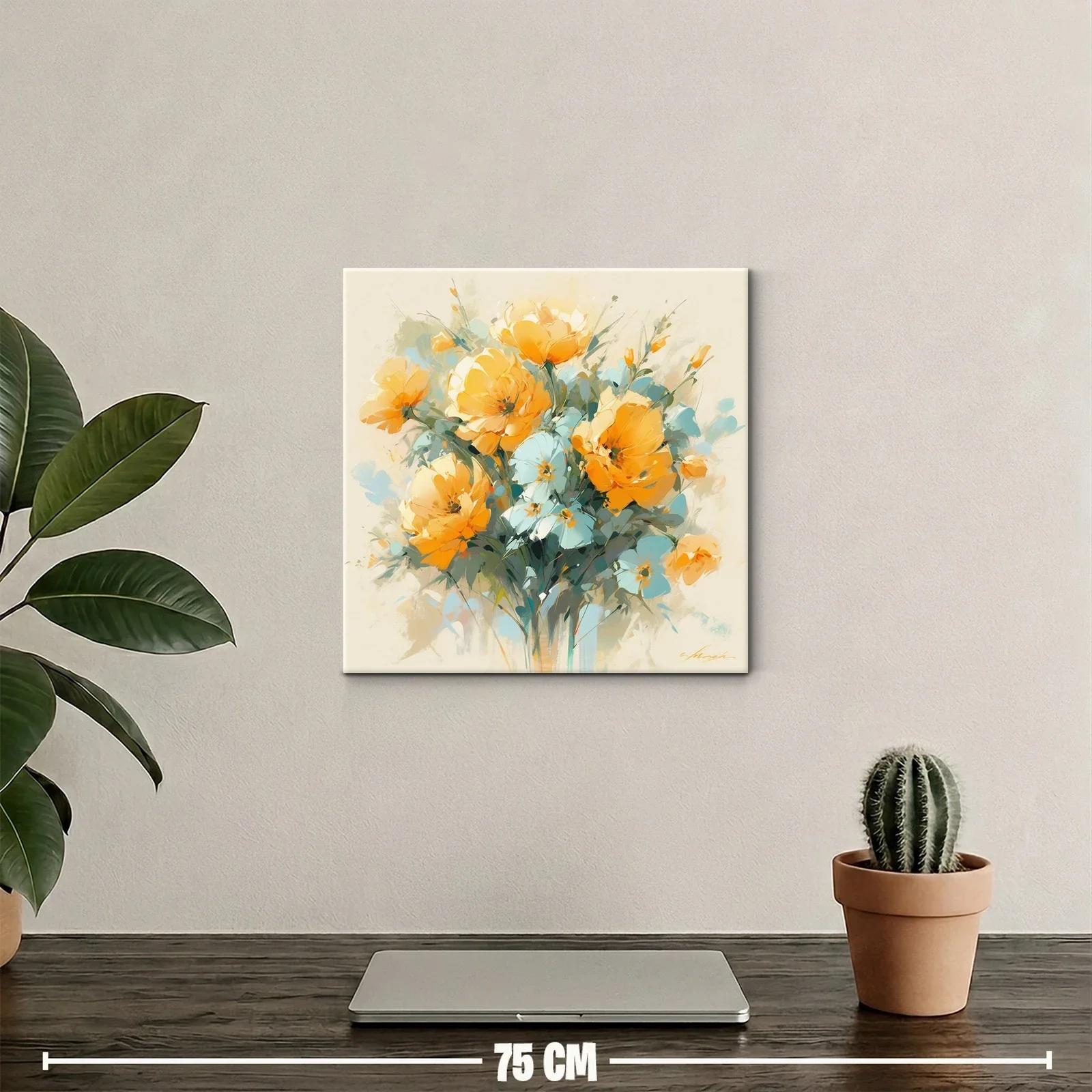 Ramo floral vibrante con tonos cálidos y azules suaves — miniatura 2