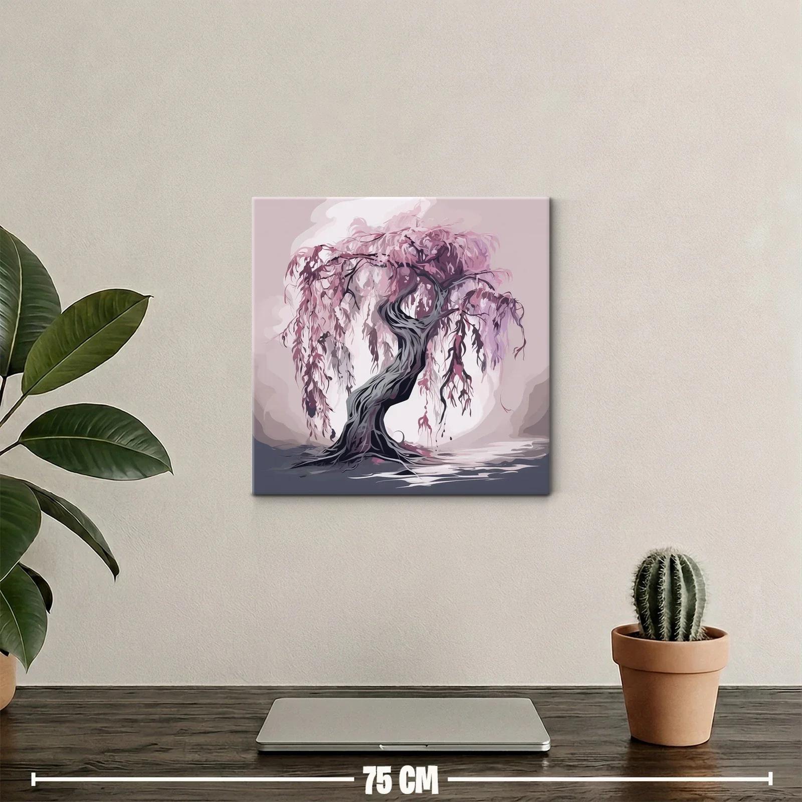 Árbol elegante con ramas en tonos malva y grisáceos — miniatura 2