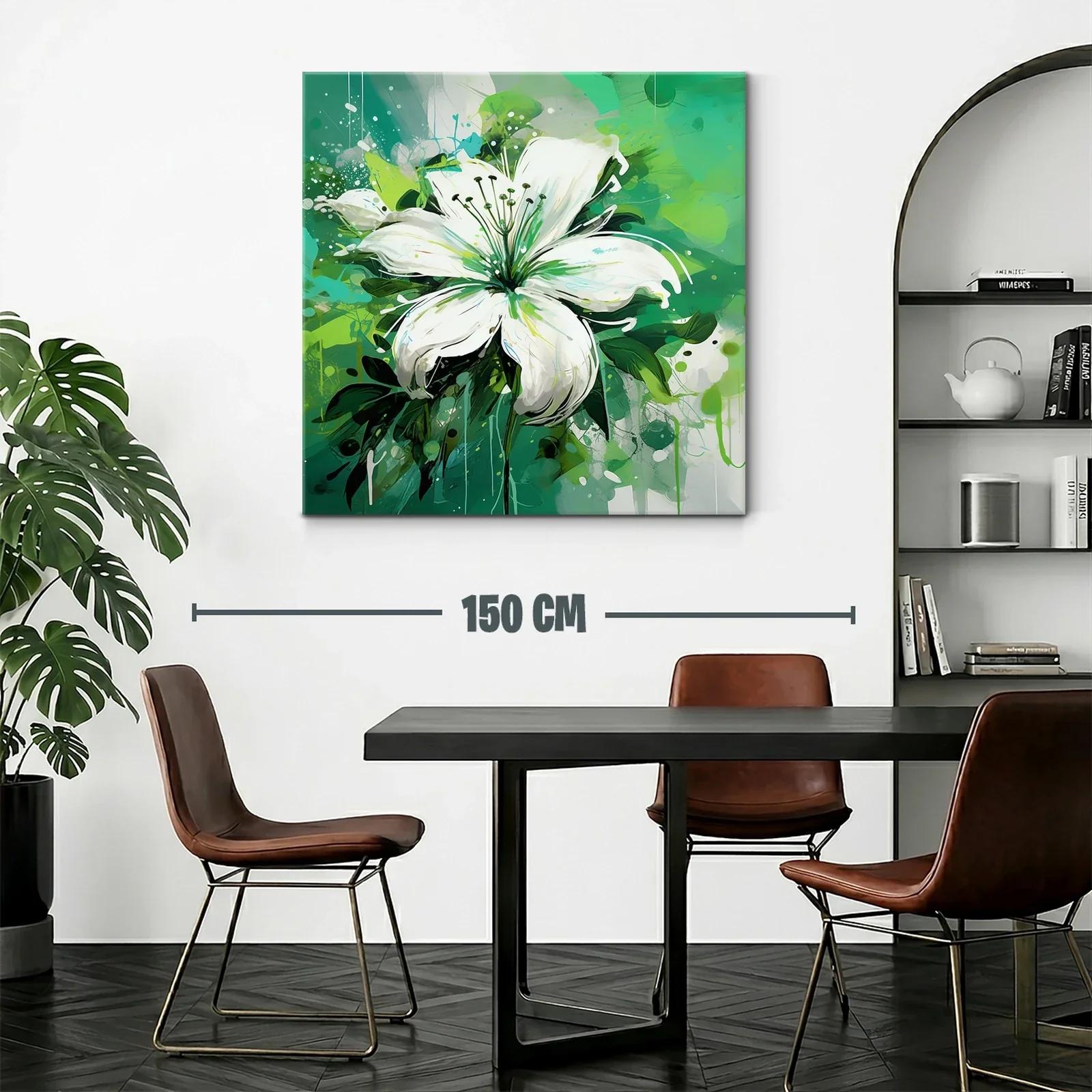 Imponente flor blanca sobre fondo verde vibrante — miniatura 2