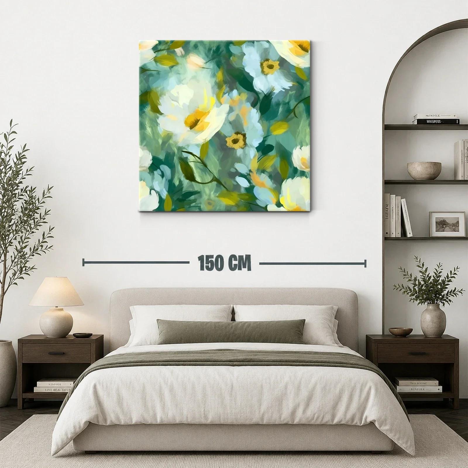 Cuadro floral con tonos verdes y amarillos vibrantes — miniatura 3