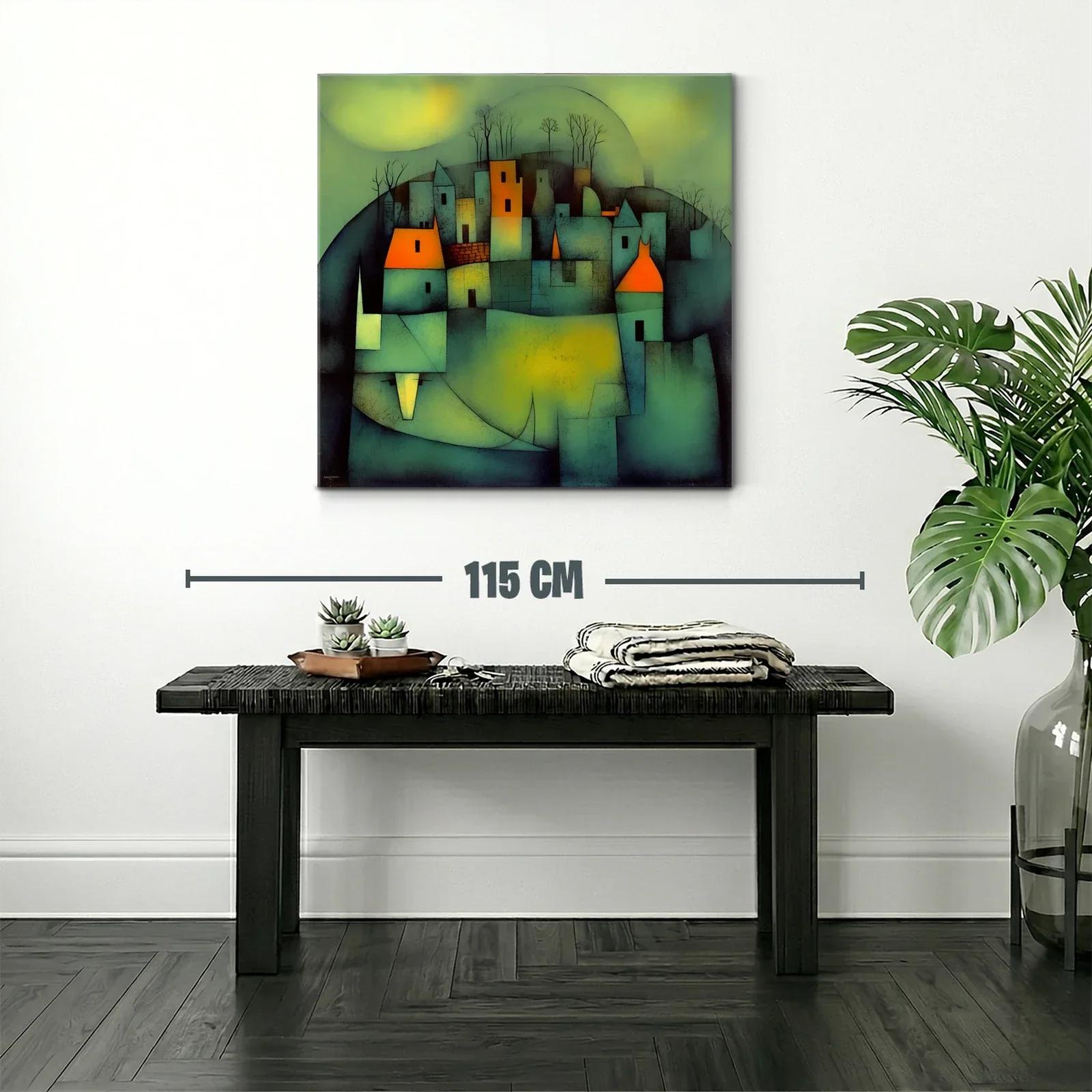 Pueblo abstracto con luces cálidas y ambiente misterioso — miniatura 2