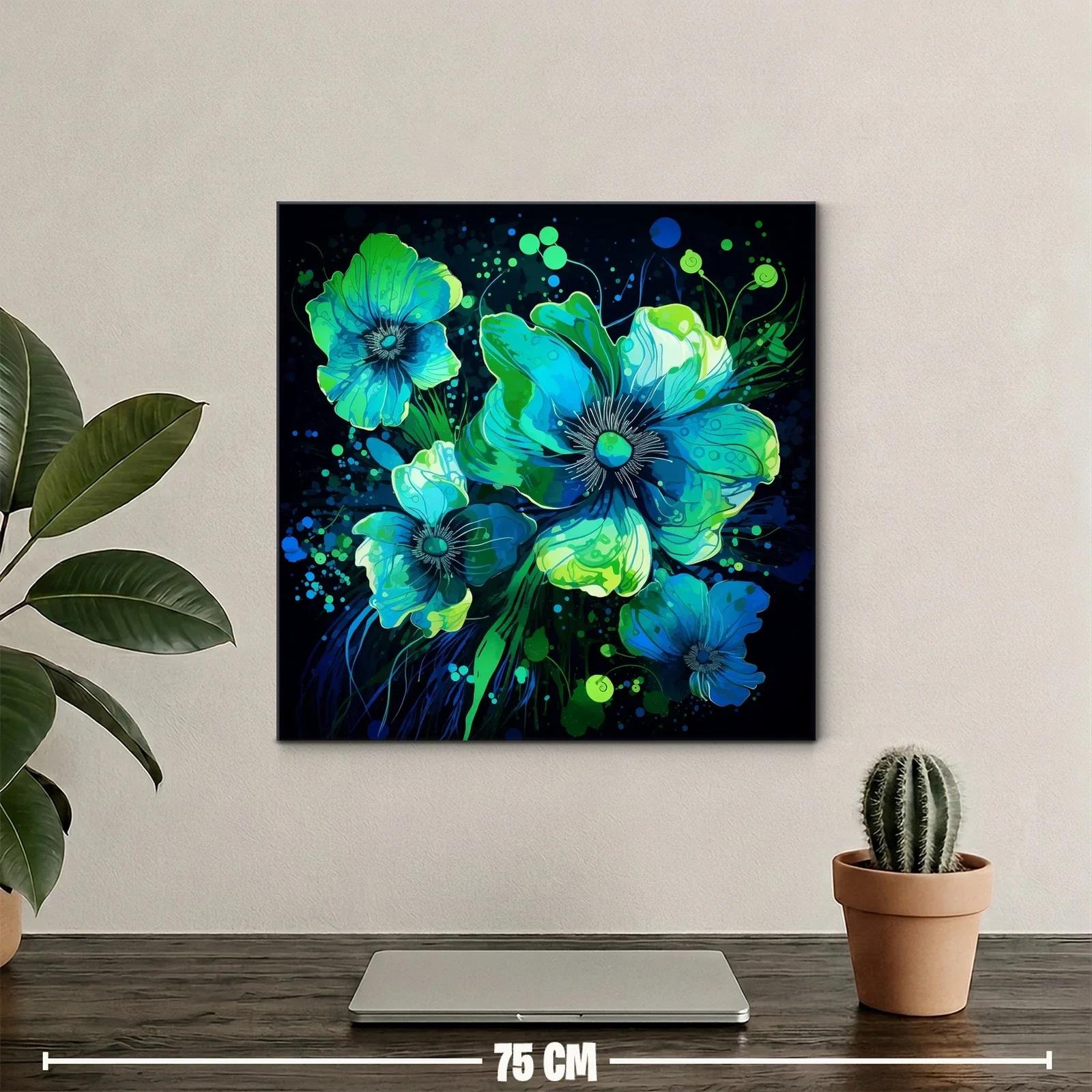 Flores vibrantes en tonos azules y verdes intensos — miniatura 2