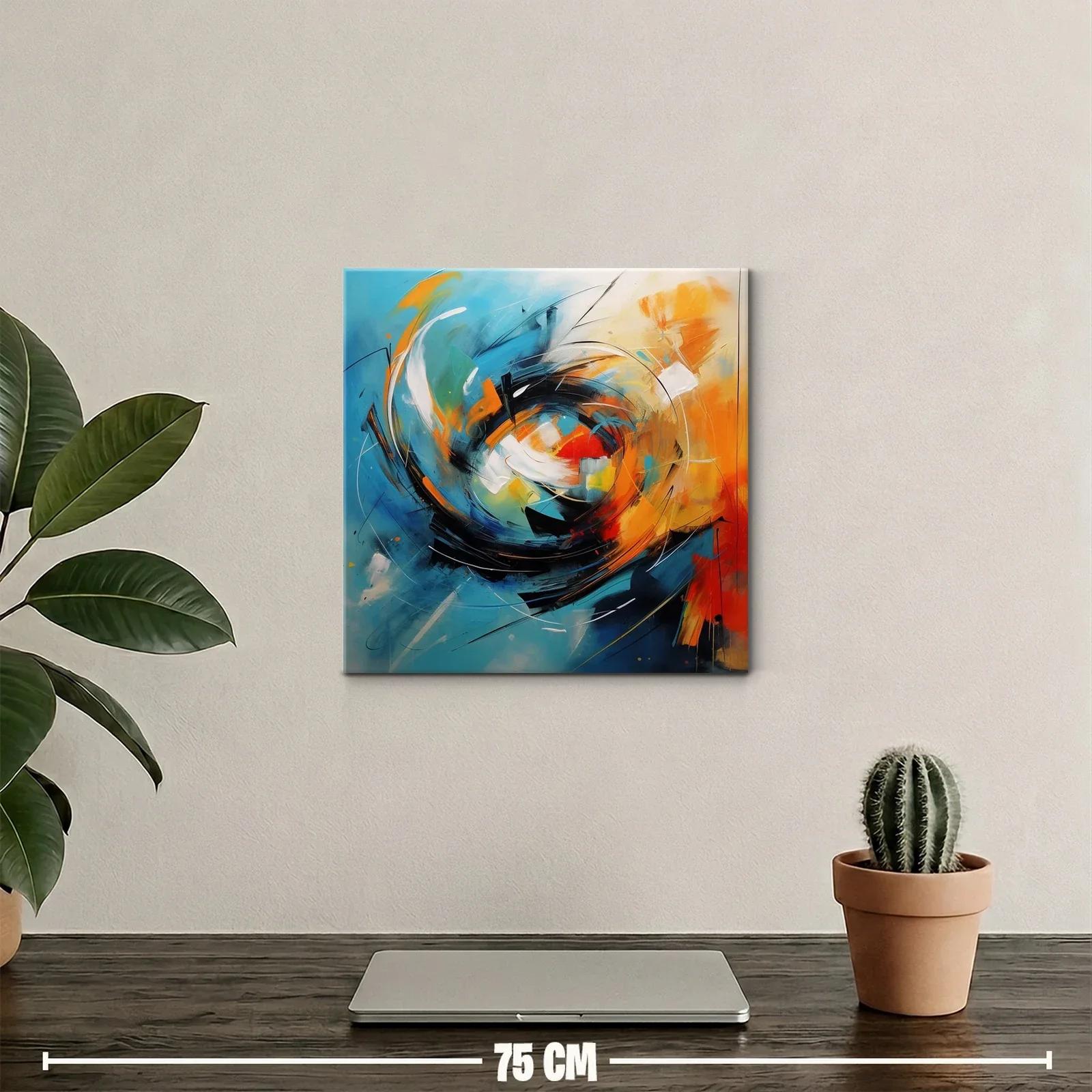 Cuadro abstracto con vibrantes tonos azules y naranjas — miniatura 2