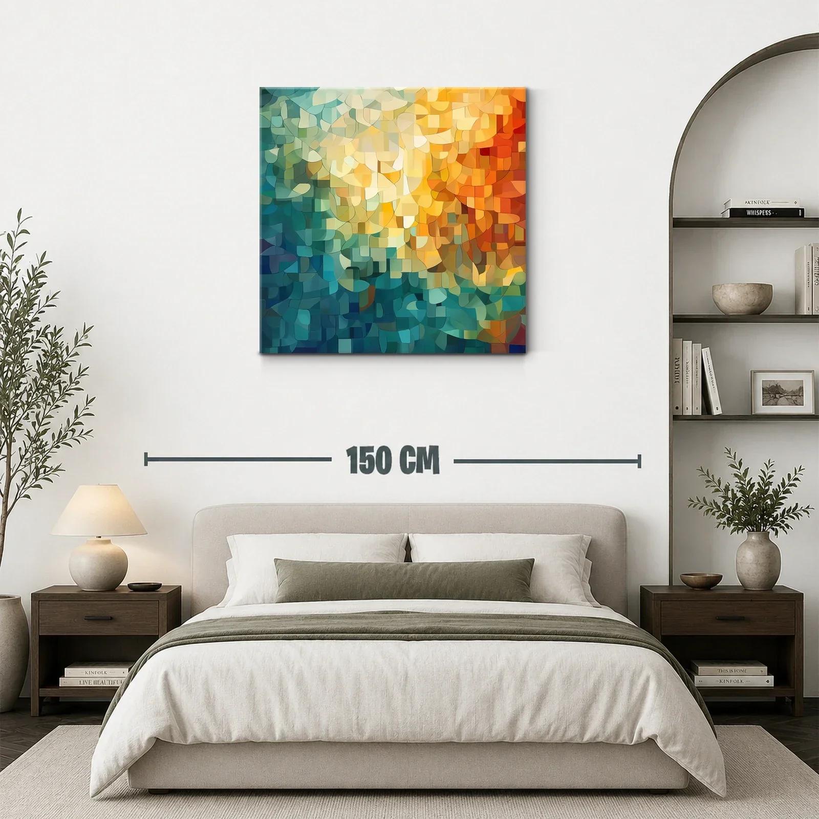Cuadro Abstracto con Paleta Cálida y Fría en Composición Orgánica — miniatura 3