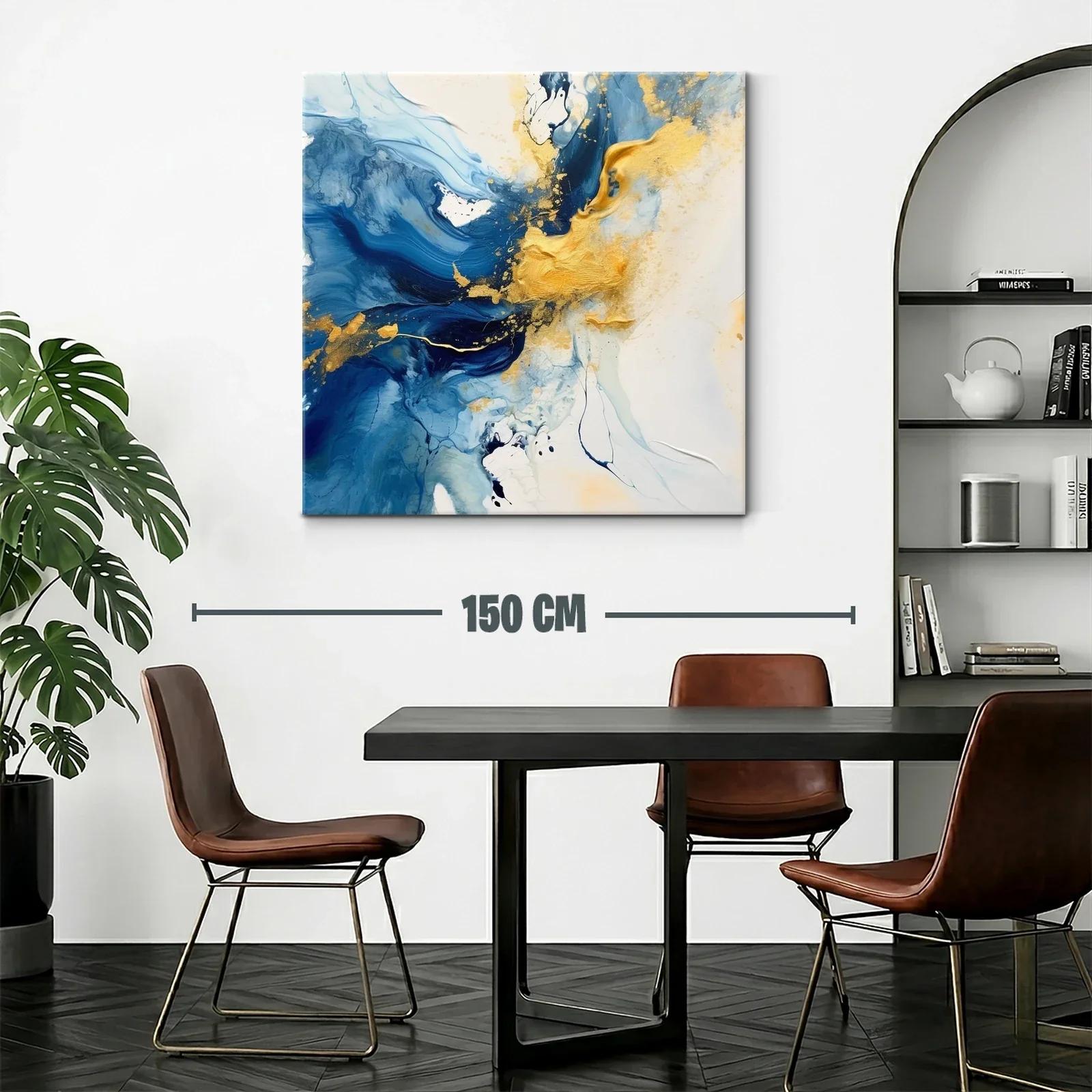 Arte abstracto con tonos azul y dorado vibrante — miniatura 2