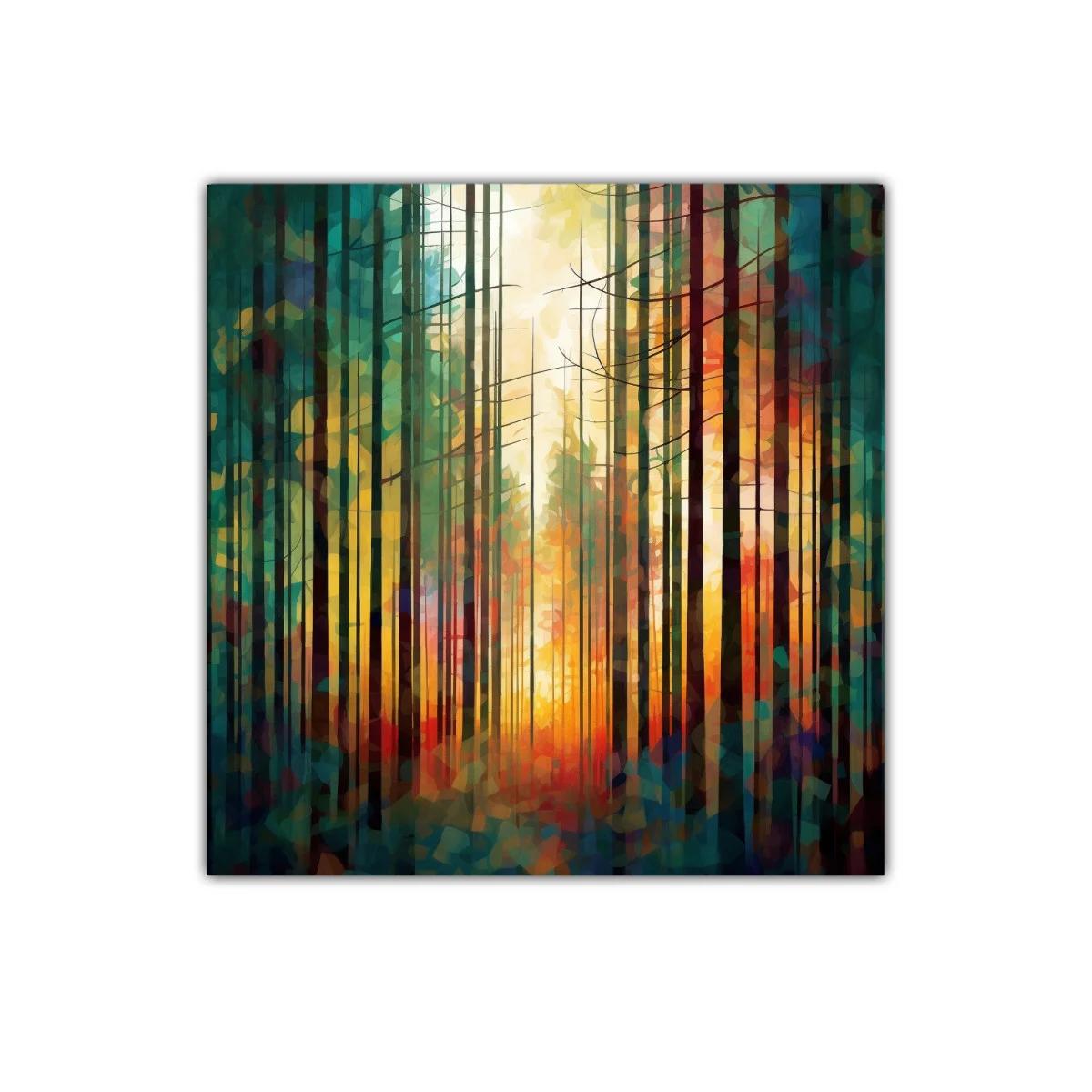 Bosque abstracto con luz cálida y colores vibrantes — imagen principal