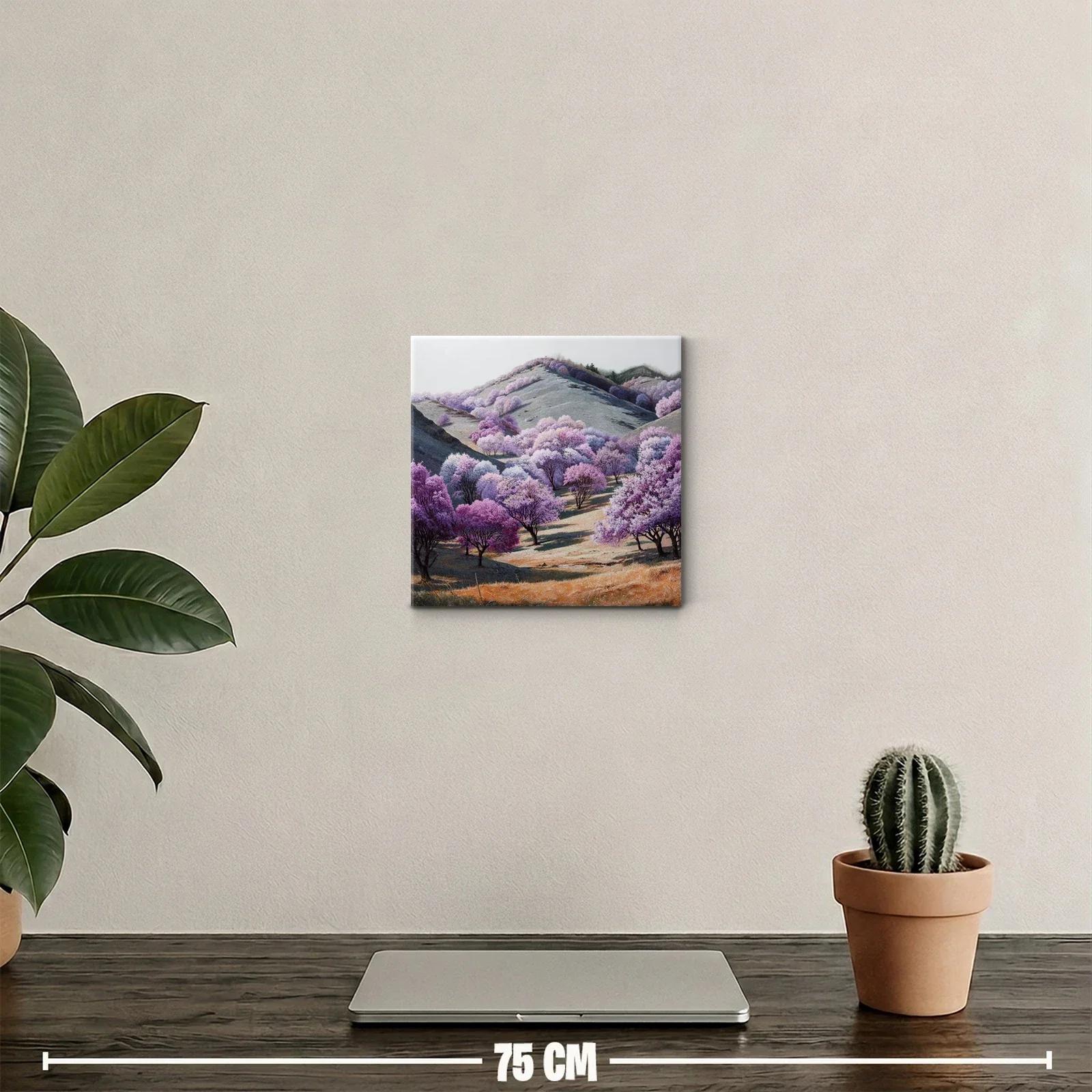 Paisaje sereno con árboles en tonos lila y rosa — miniatura 2