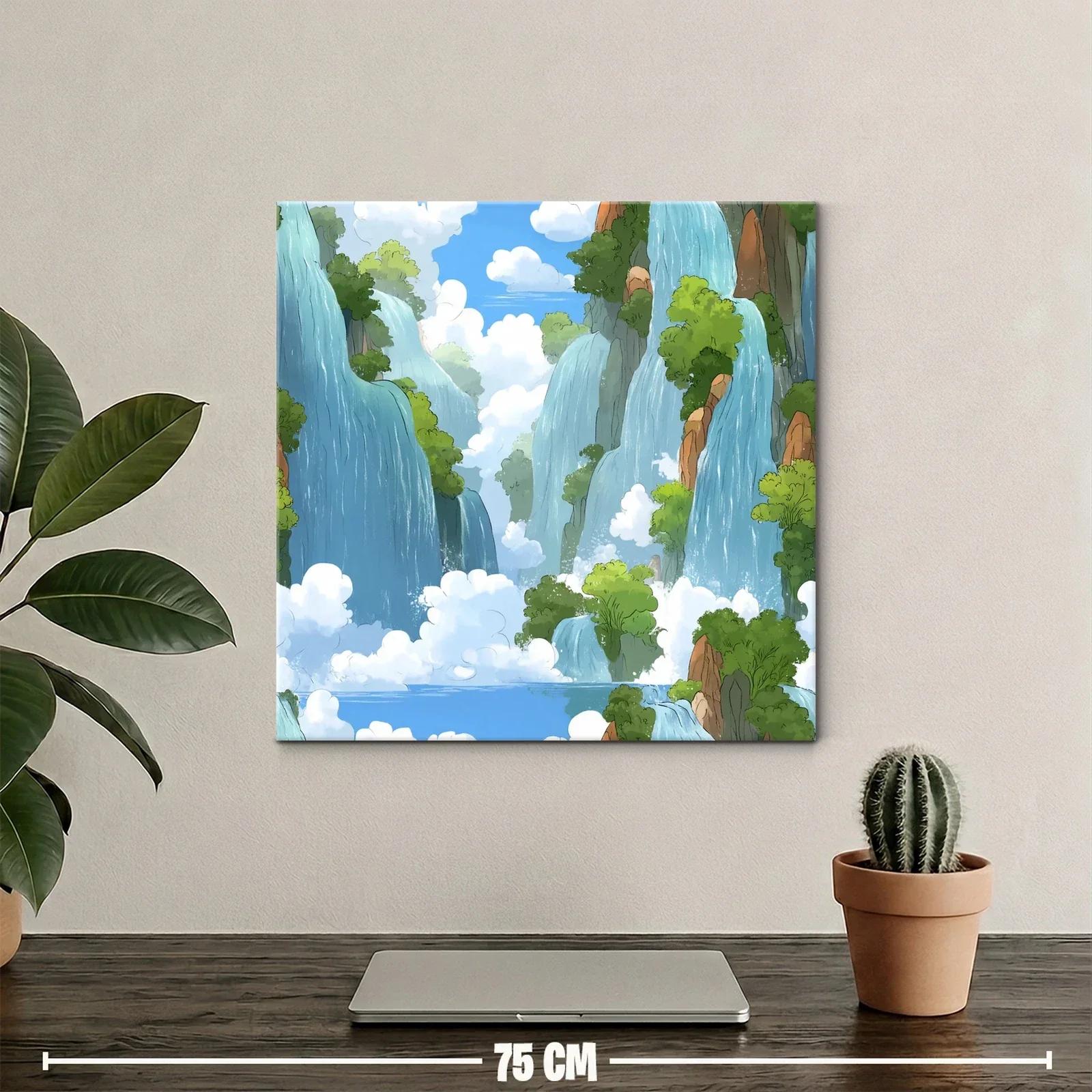 Paisaje de cascadas entre nubes y vegetación frondosa — miniatura 2