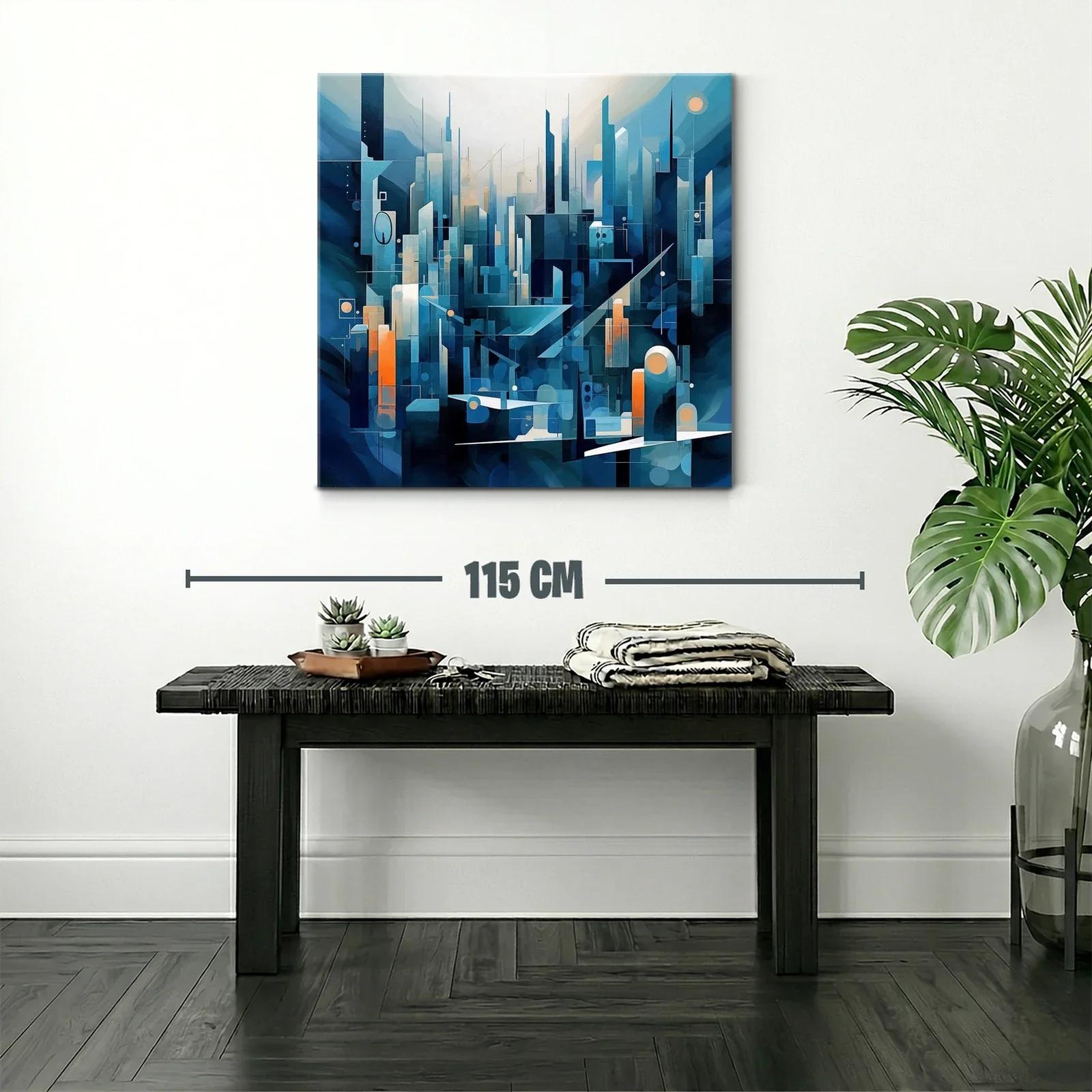Composición abstracta de ciudad futurista en tonos azules — miniatura 2