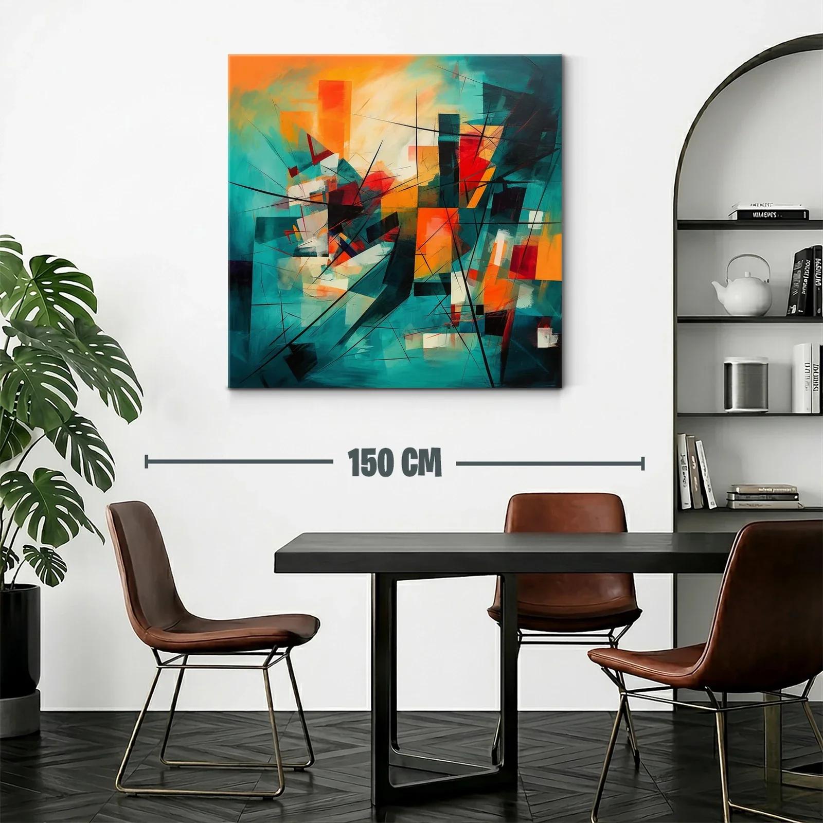 Cuadro abstracto vibrante con formas y líneas dinámicas — miniatura 2