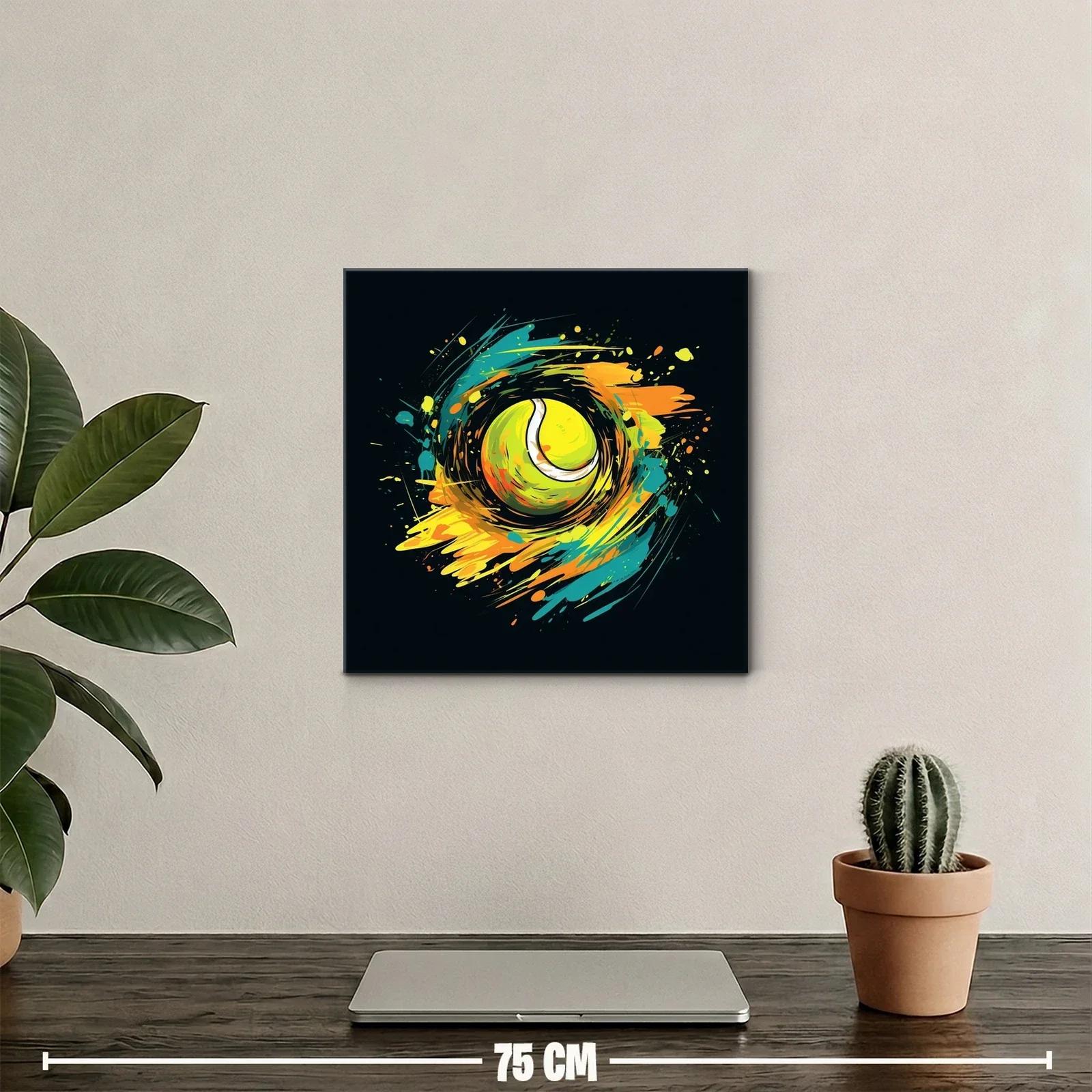 Cuadro vibrante con pelota de tenis en movimiento explosivo — miniatura 2