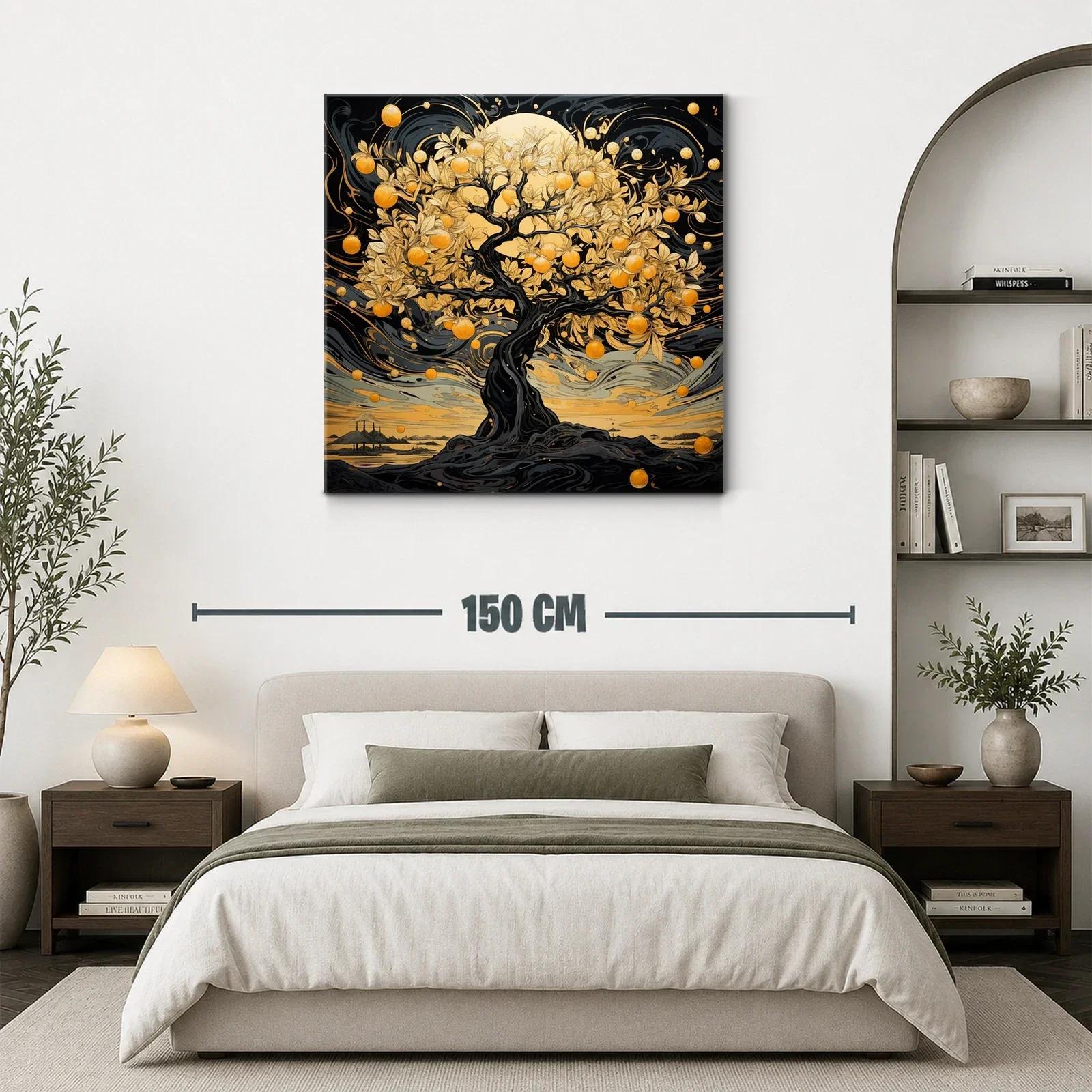 Árbol dorado brillante con frutos en paisaje onírico — miniatura 3
