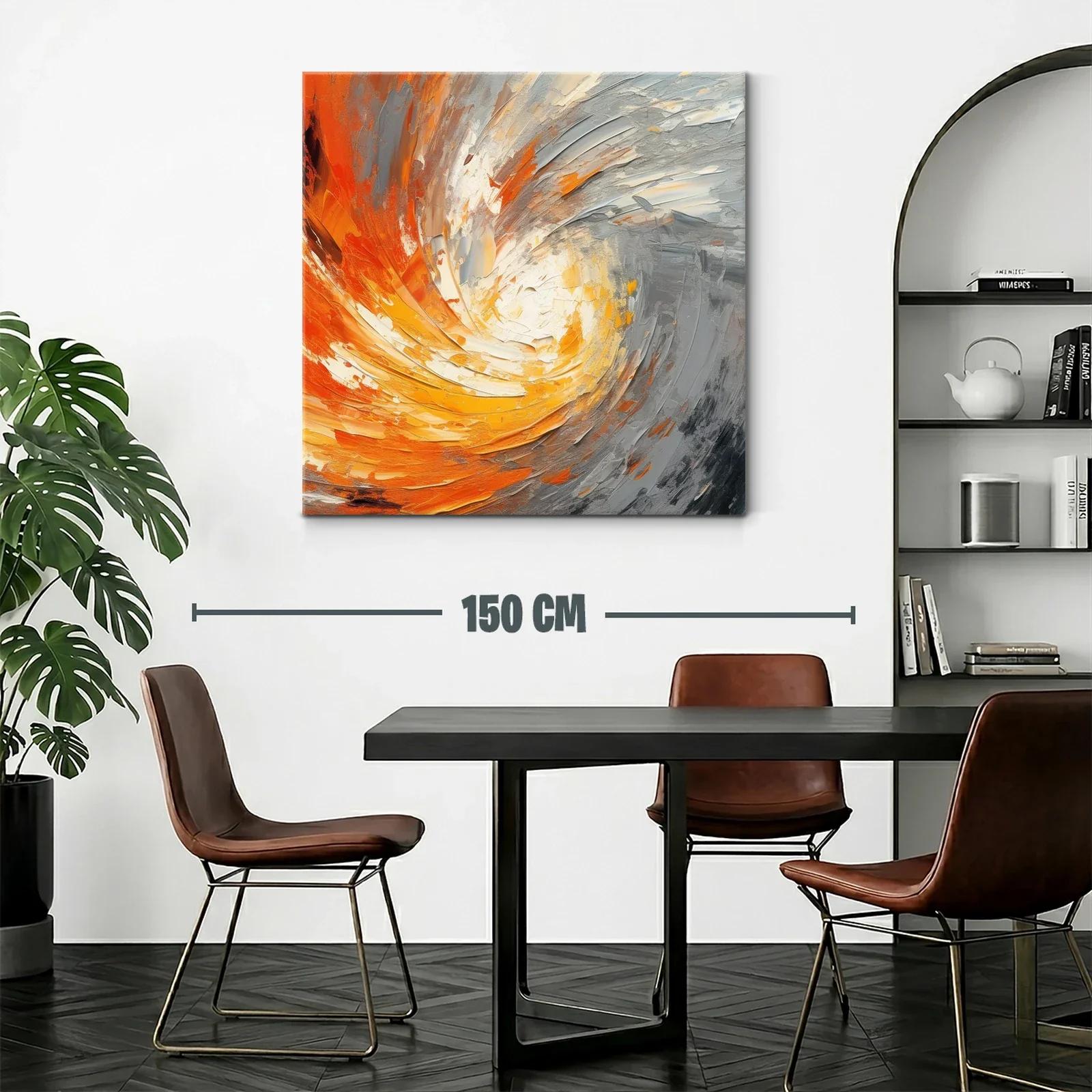 Cuadro abstracto con remolino en tonos cálidos y grises — miniatura 2