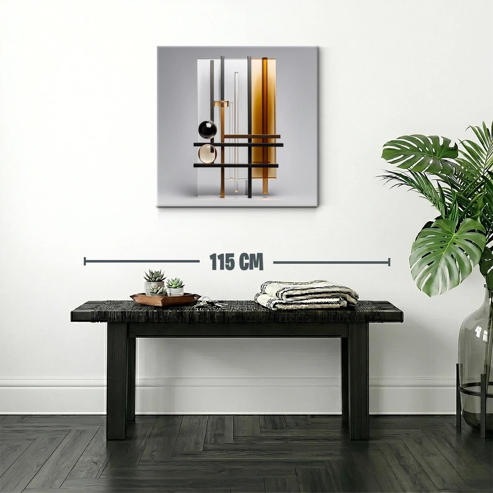 Composición geométrica moderna con tonos ámbar y negro — miniatura 2