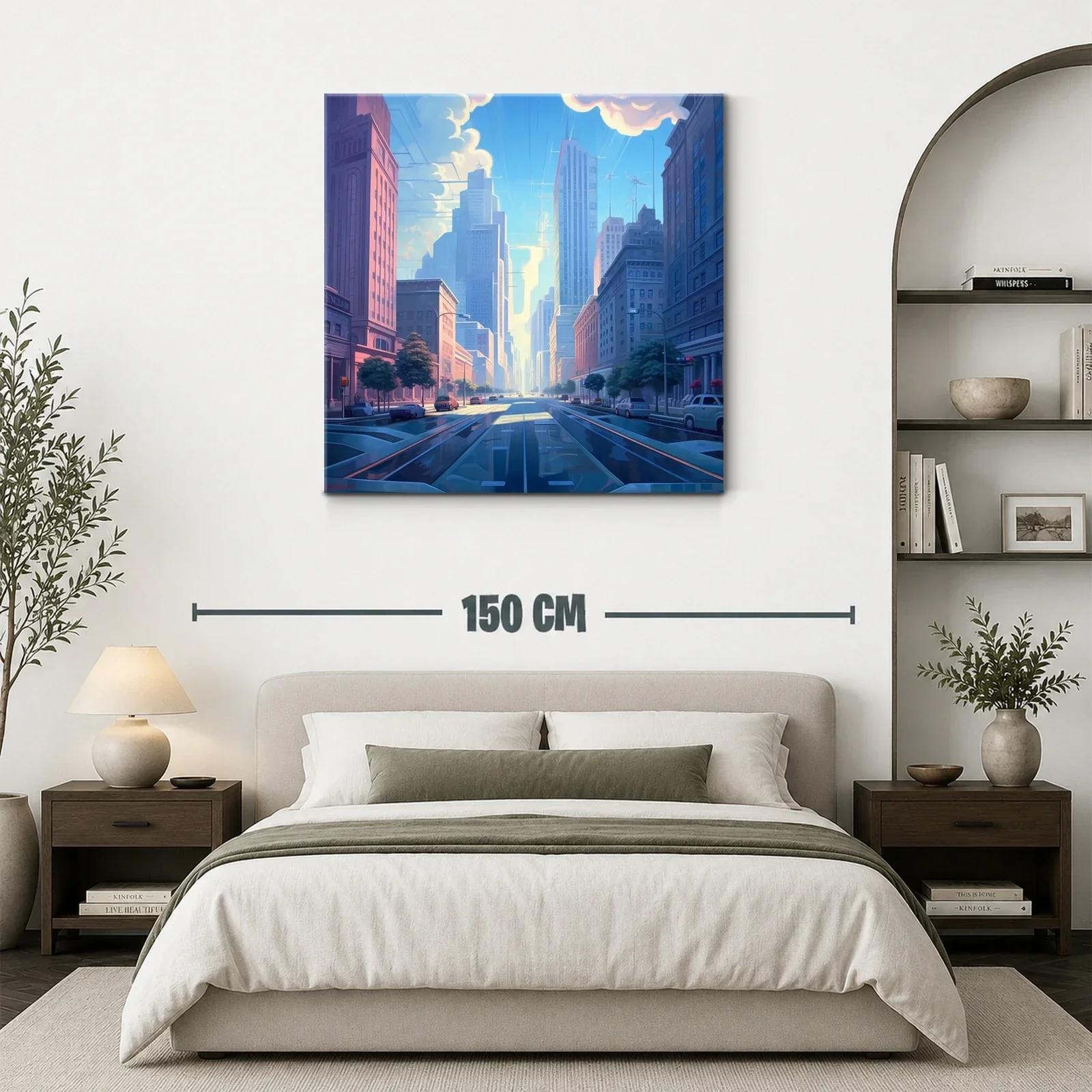 Atardecer urbano con calles iluminadas y rascacielos — miniatura 3