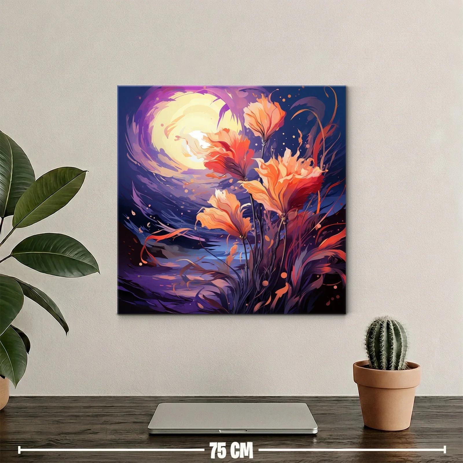 Flores vibrantes bajo un cielo nocturno iluminado — miniatura 2