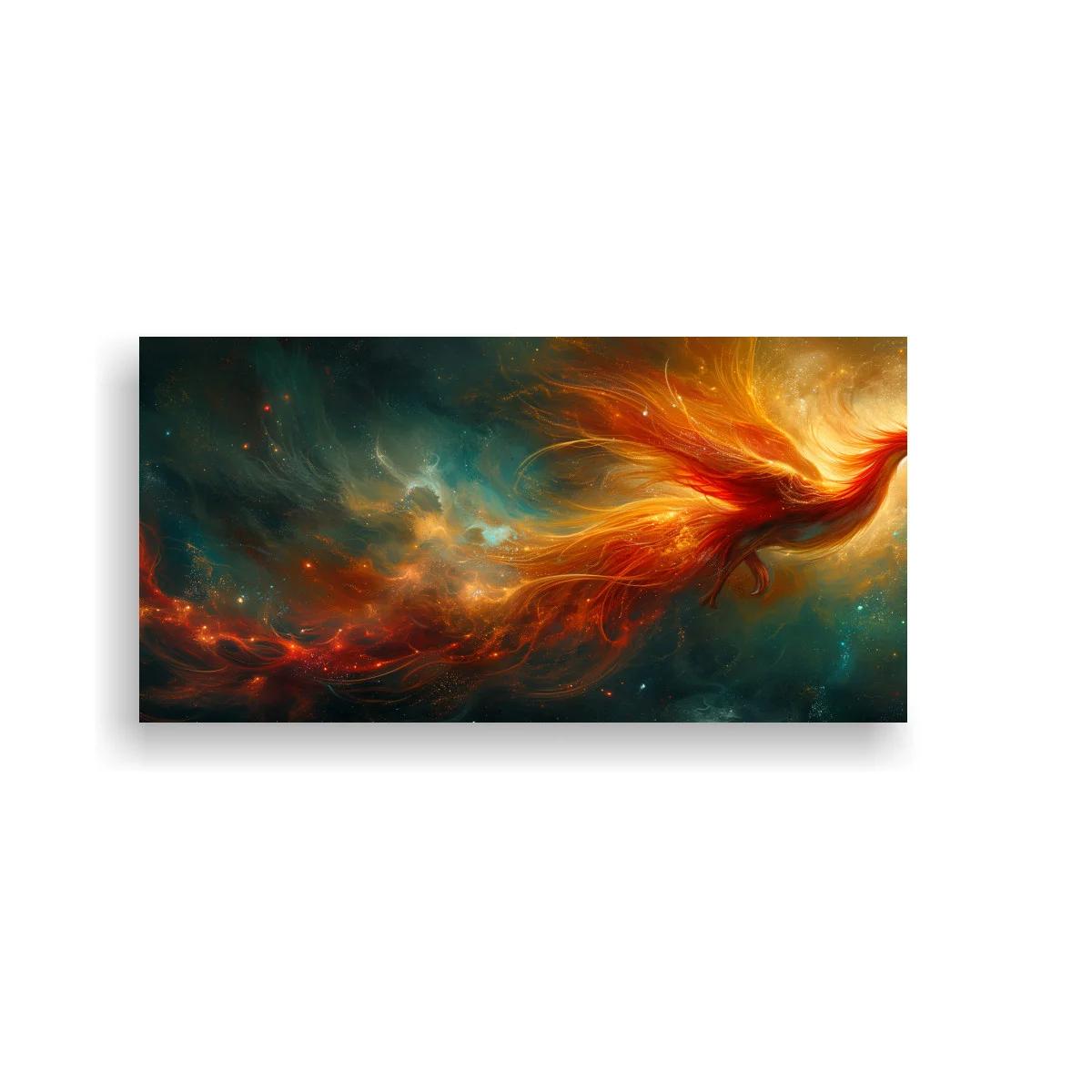 Cuadro fénix en vuelo con estela ondulante de fuego — imagen principal